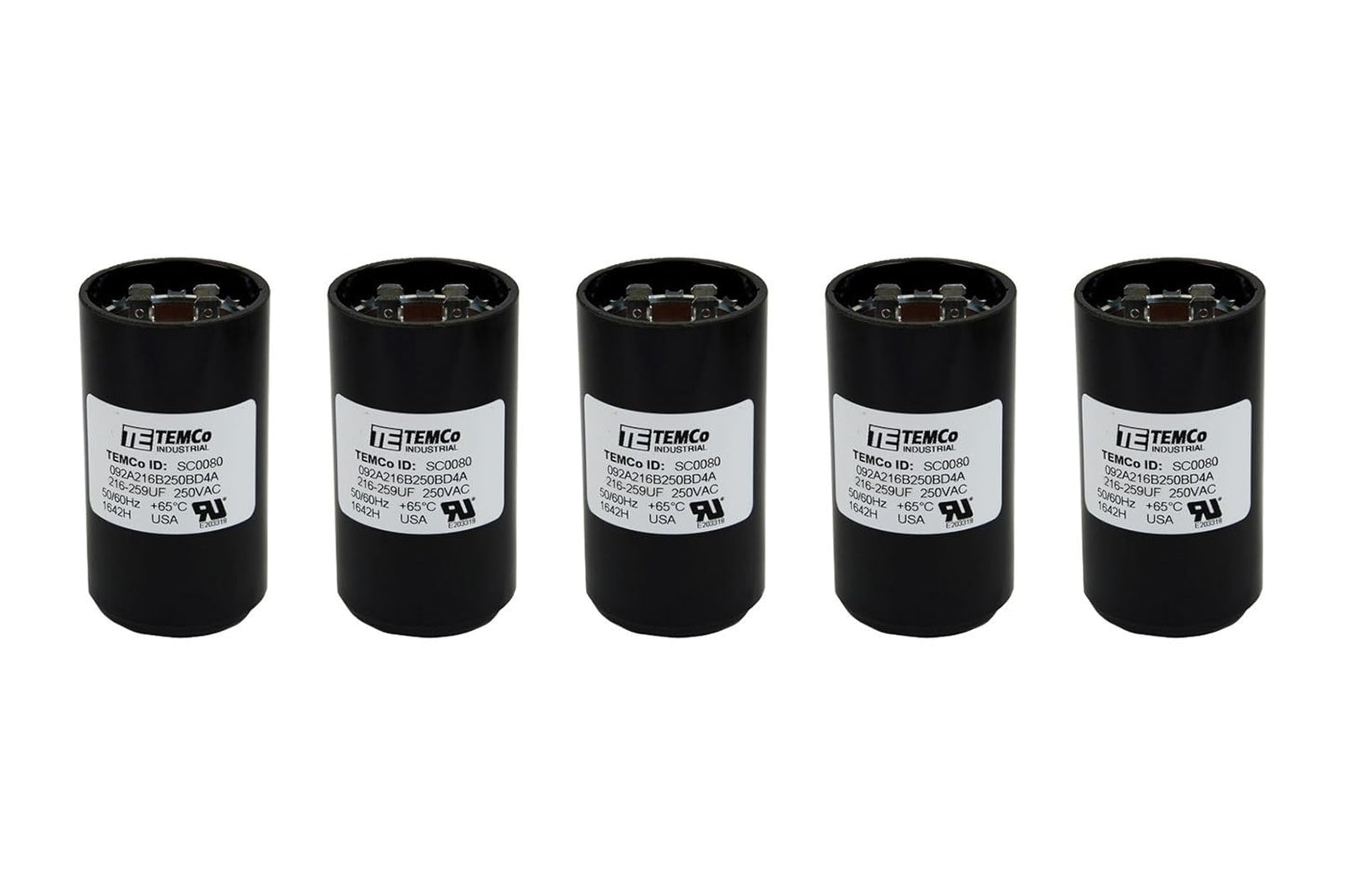 5 Pack 216-259 uF MFD CD60 Start Capacitor for HVAC Systems