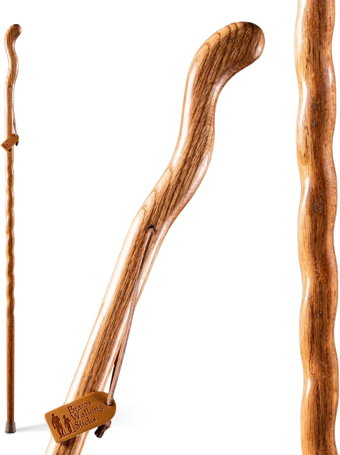 Brazos Twisted Oak Walking Stick - Handcrafted Ergonomic Design