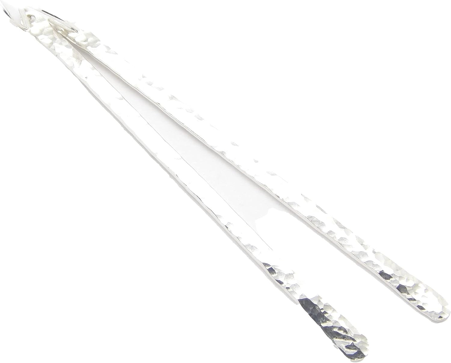 Long Sterling Silver Hammered Stick Earrings - Artisan Made