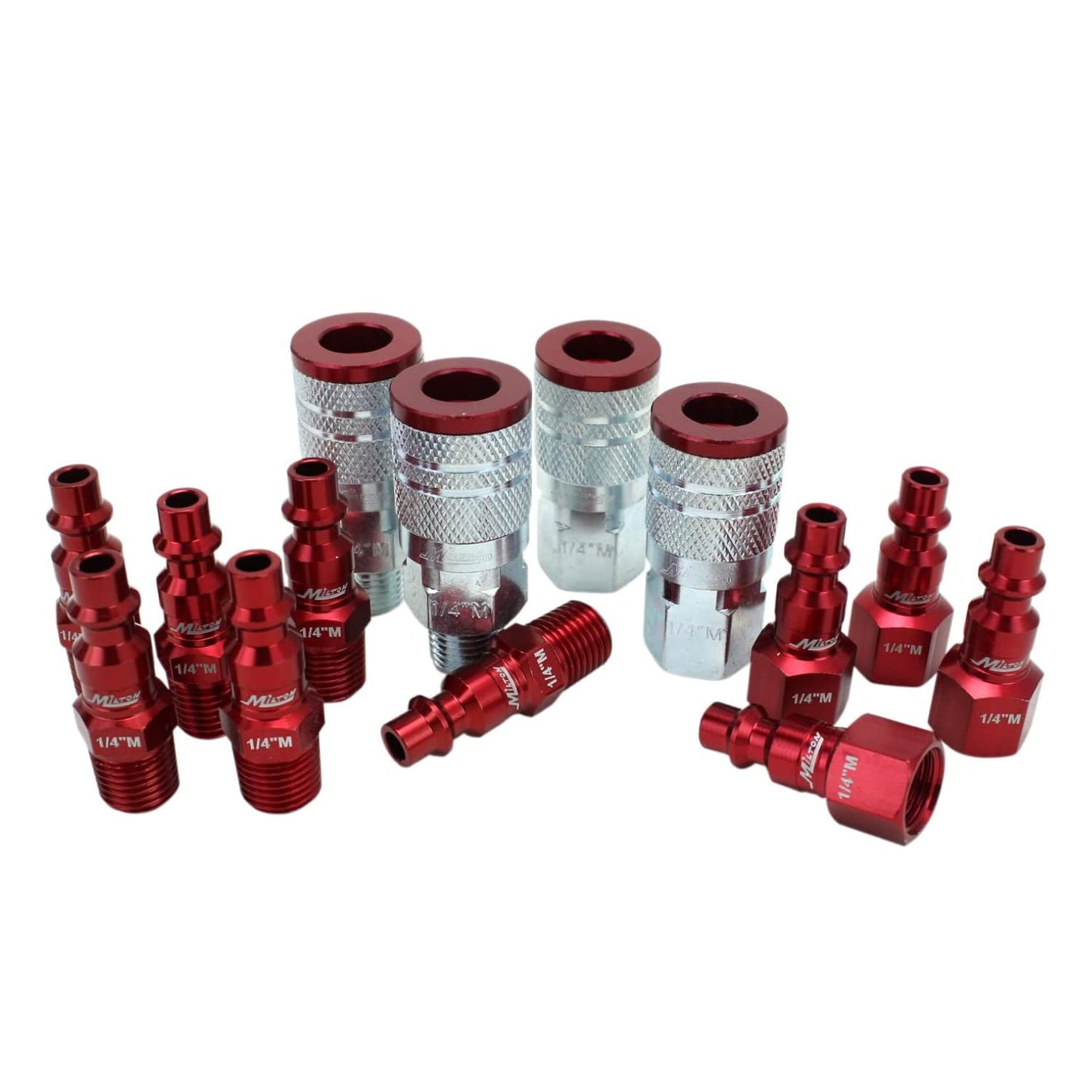 Milton ColorFit Coupler & Plug Kit - Red, Quick Connect - 1/4 NPT (14-Piece)