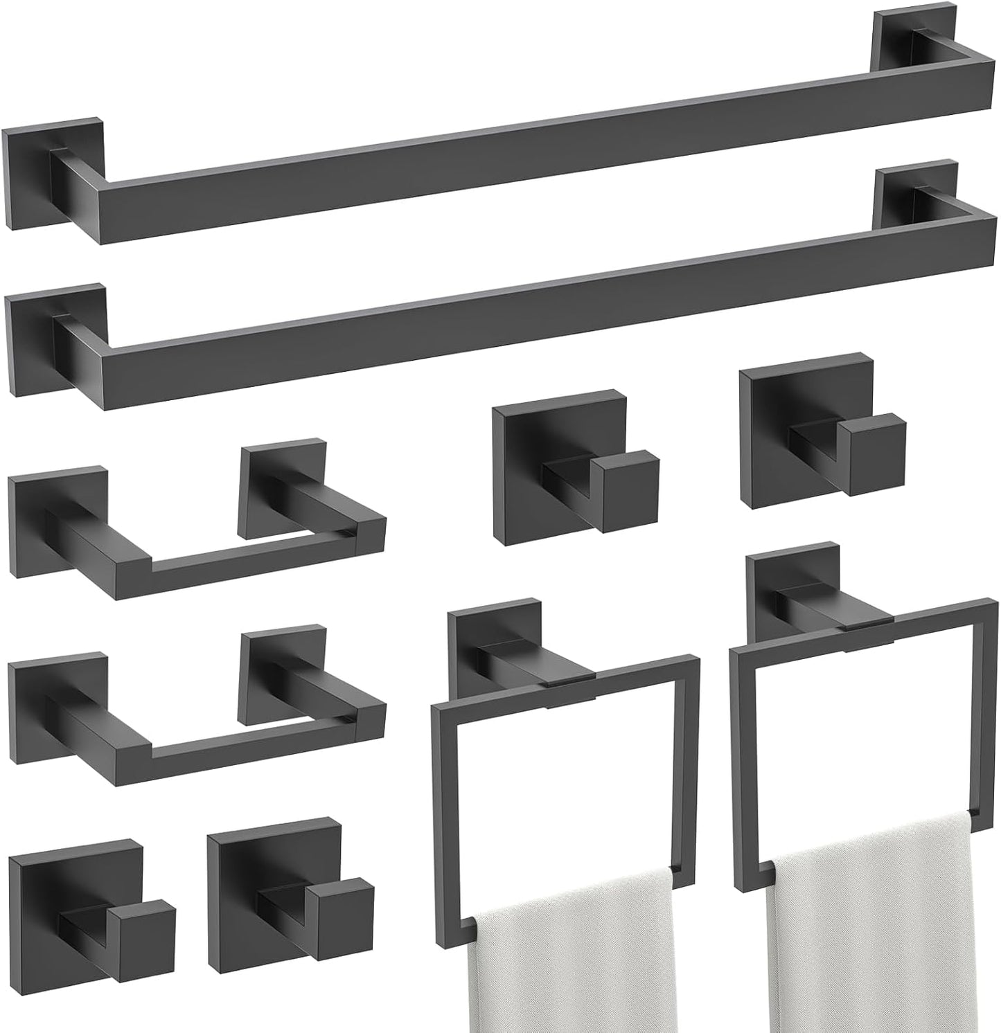 TURS 10-Piece Bathroom Hardware Accessories Set in Matte Black
