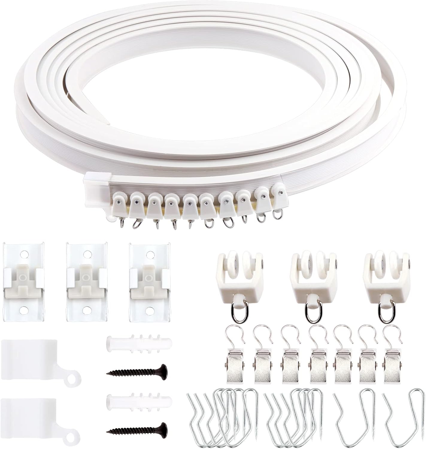 Keadic 160Pcs Bendable Curtain Track Set | Easy Installation & Flexibility