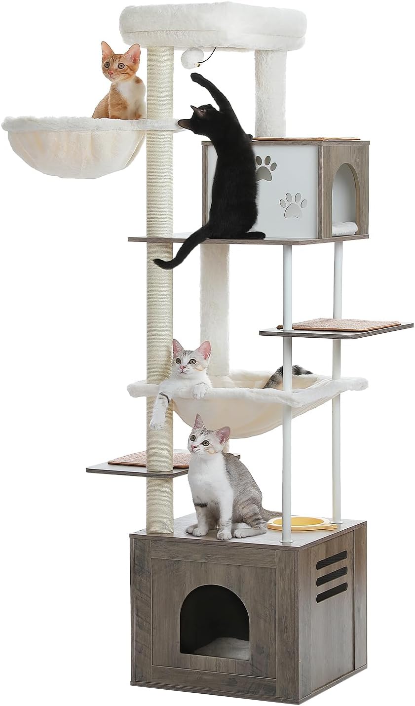 PAWZ Road Large Cat Tree with Food Station for Indoor Cats