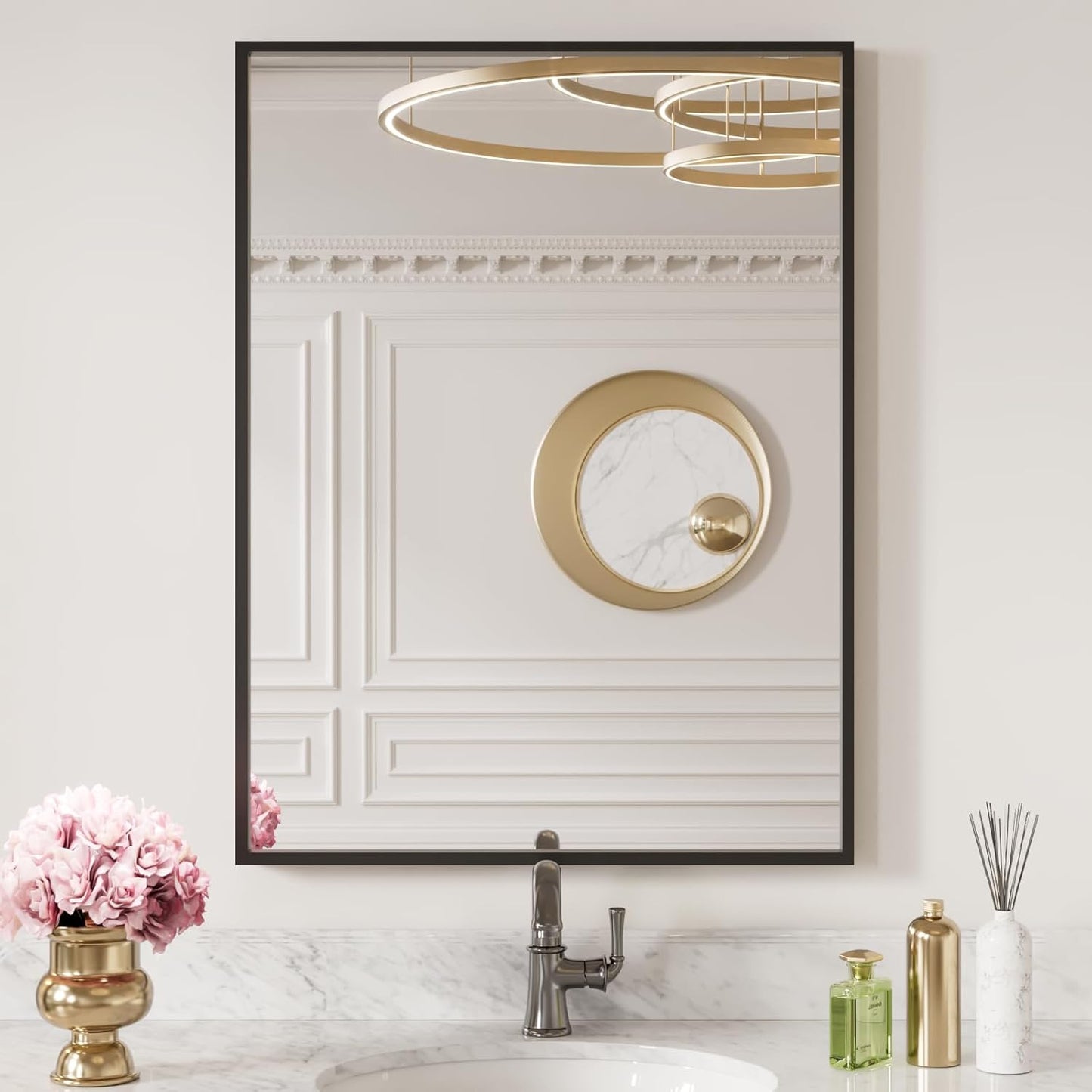 LOAAO 20X30 Black Rectangle Bathroom Mirror with Matte Frame