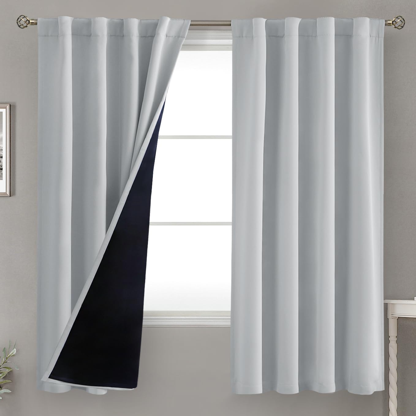 BGment Light Grey 100% Blackout Curtains for Total Darkness
