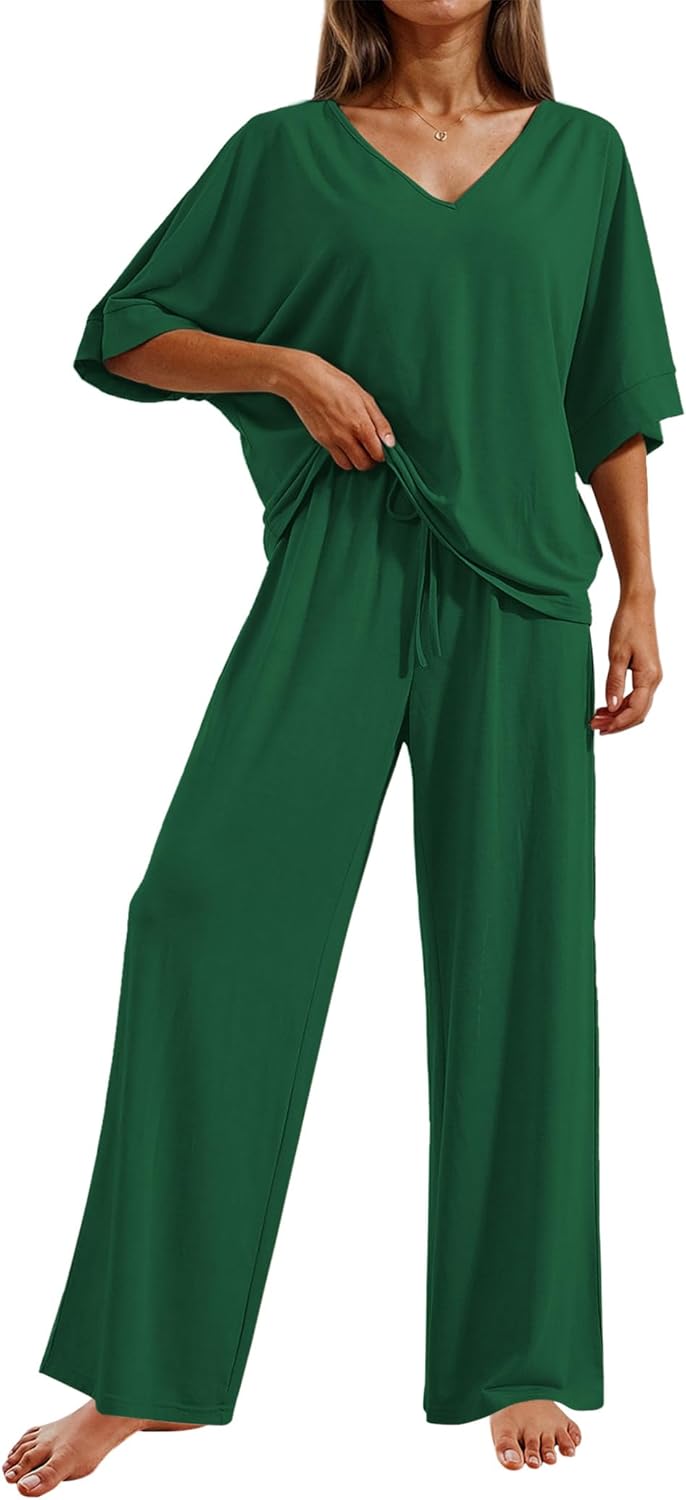 Ekouaer Pajama Sets for Women - Soft Comfy 2 Piece Lounge Set