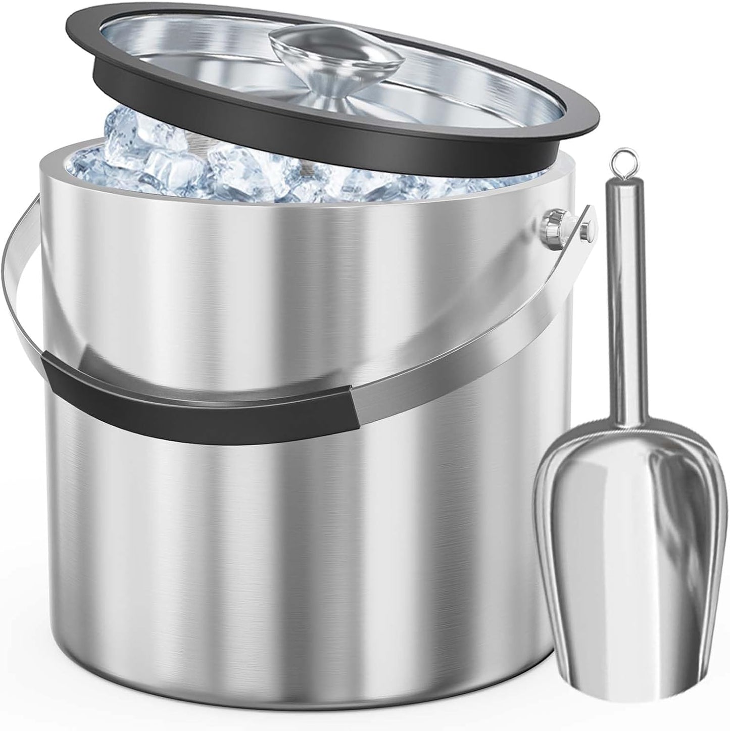 Double Wall Insulated Stainless Steel Ice Bucket for Parties