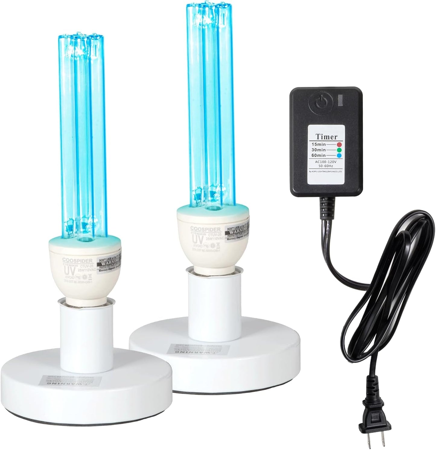 25W UV Sanitizer Lamp for Home Use with Timer and Ozone Options