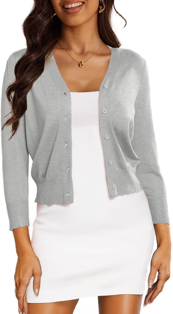 CPOKRTWSO Women's Cropped Cardigan for Dresses - Lightweight Style