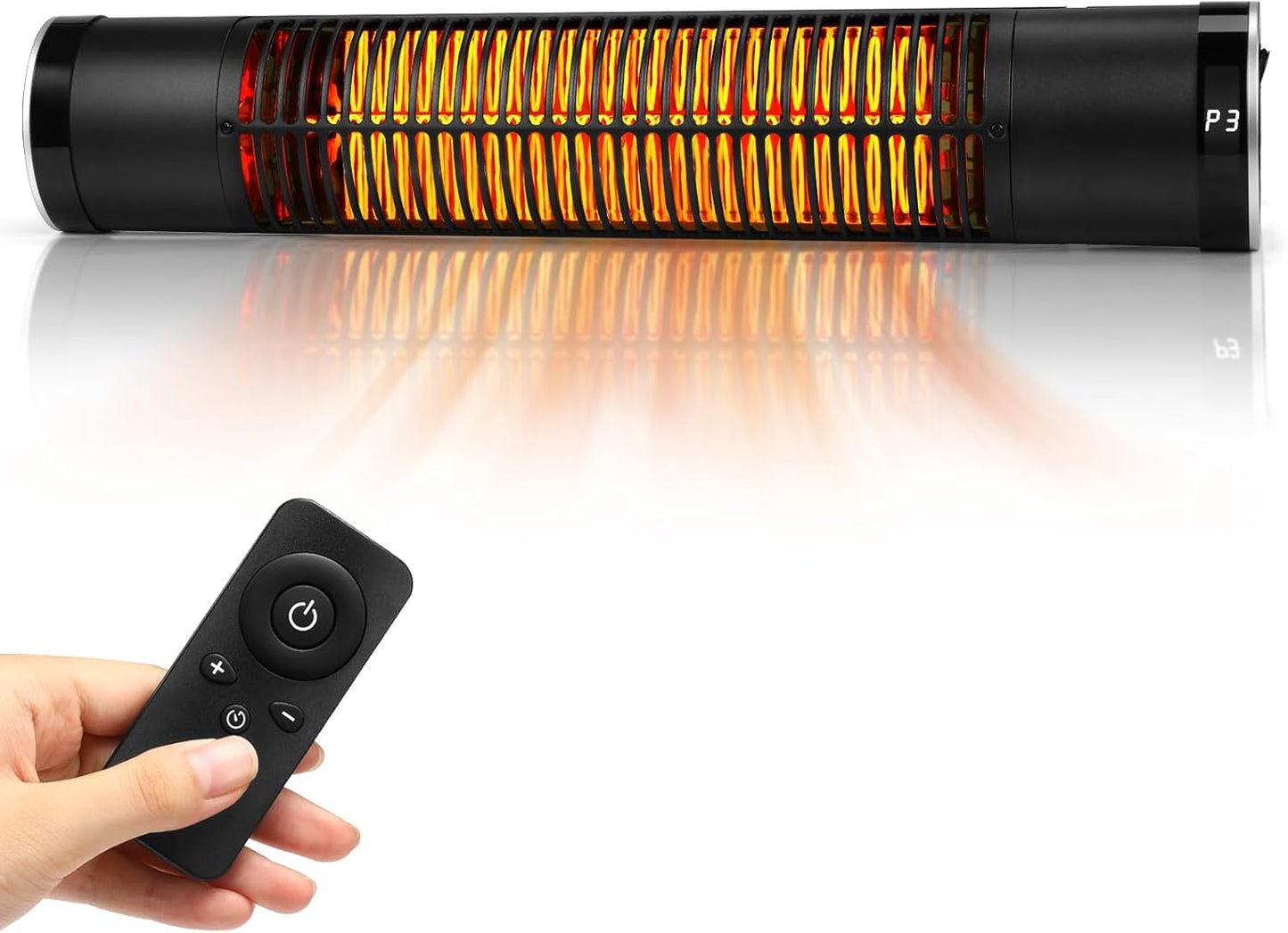 1500W Electric Outdoor Heater: Remote Control, 3 Heat Levels ~ Warmth Anywhere