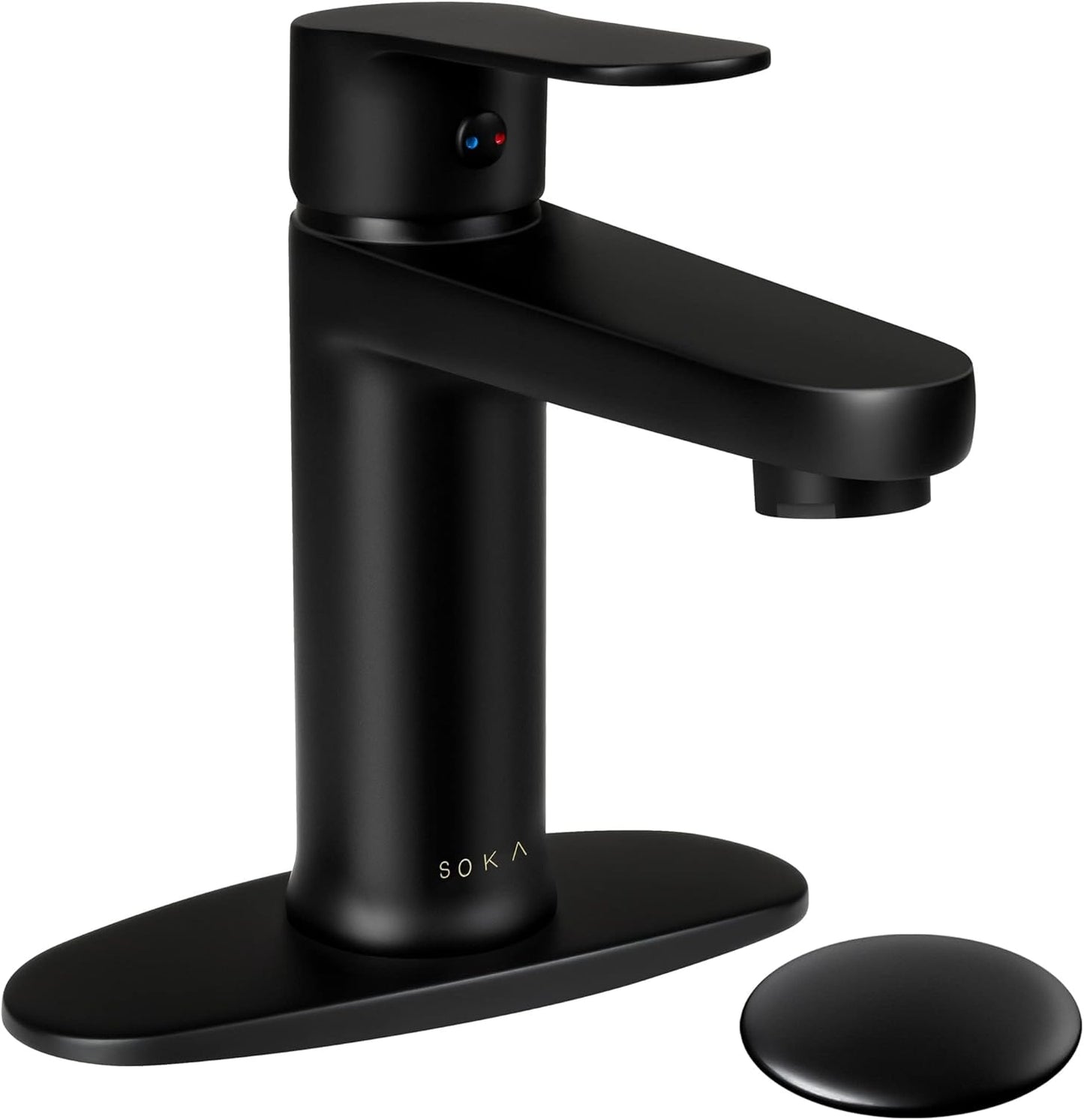 Modern Bathroom Sink Faucet with Deck Plate & Pop-Up Drain