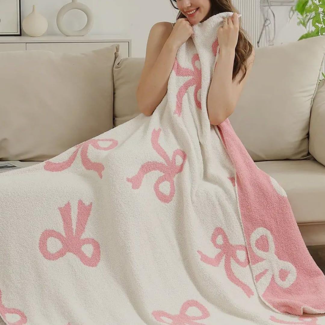 Luxape Bow Blanket - Soft Reversible Throw for Infants and Toddlers