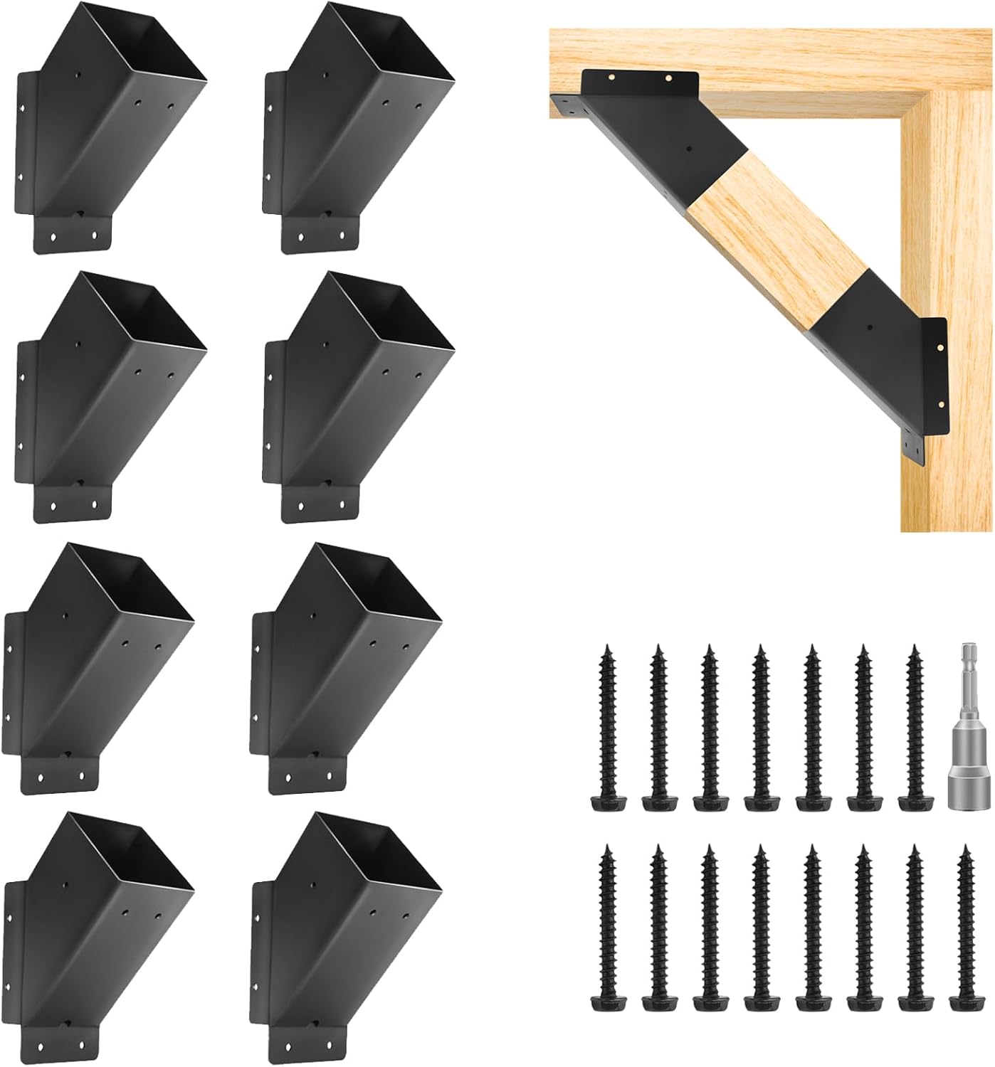 8 Pcs 45-Degree Angle Pergola Brackets for Outdoor Structures
