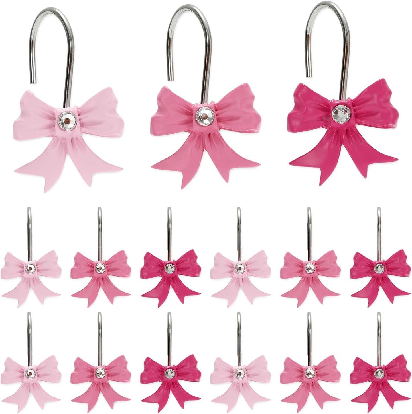Pink Bow Shower Curtain Hooks - Charming Resin Hangers