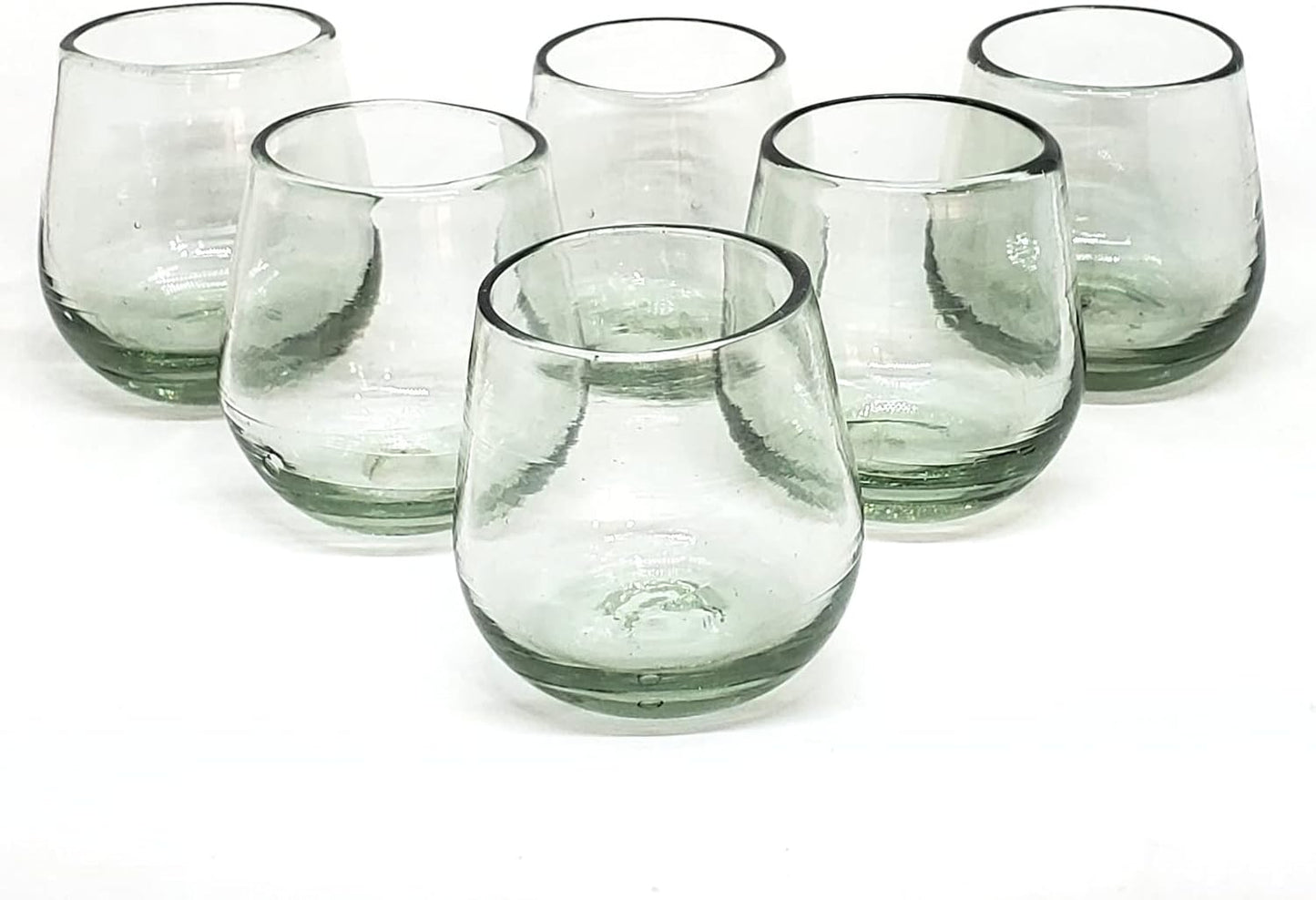 Clear 6 oz Roly Poly Glasses Set of 6 - Rustic Handcrafted Art