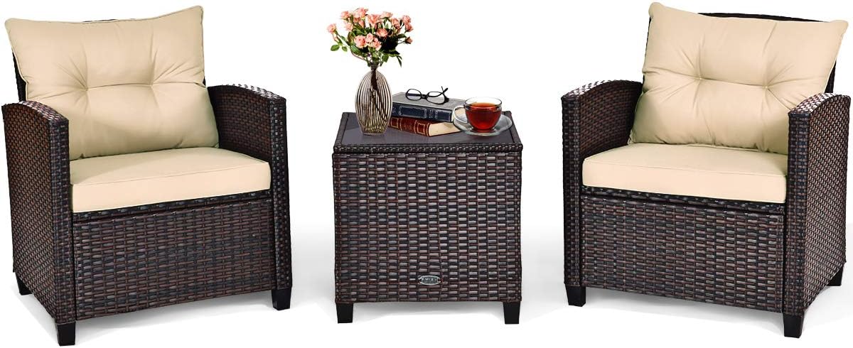 Tangkula 3 Pieces Patio Furniture Set for Outdoor Relaxation