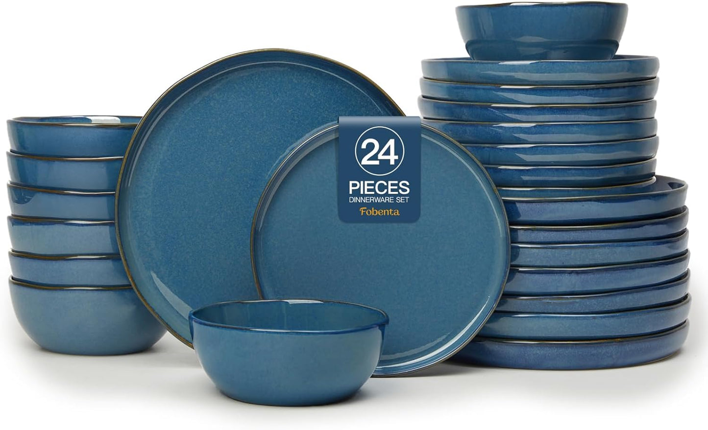 24 Piece Dark Ceramic Dinnerware Set for Elegant Hosting