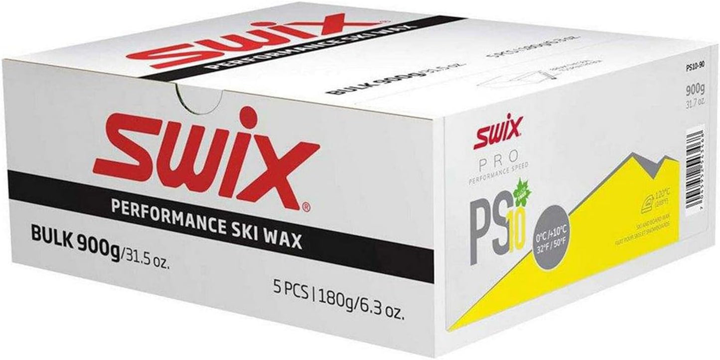 Swix PS10 Yellow Speed Wax - 180g x 5 Bars - Fluoro Free - Ski/Snowboard - Warm Conditions