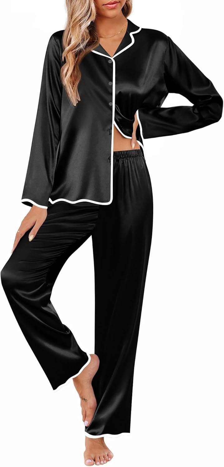 Ekouaer Silk Pajamas Set for Women - Elegant Satin PJs
