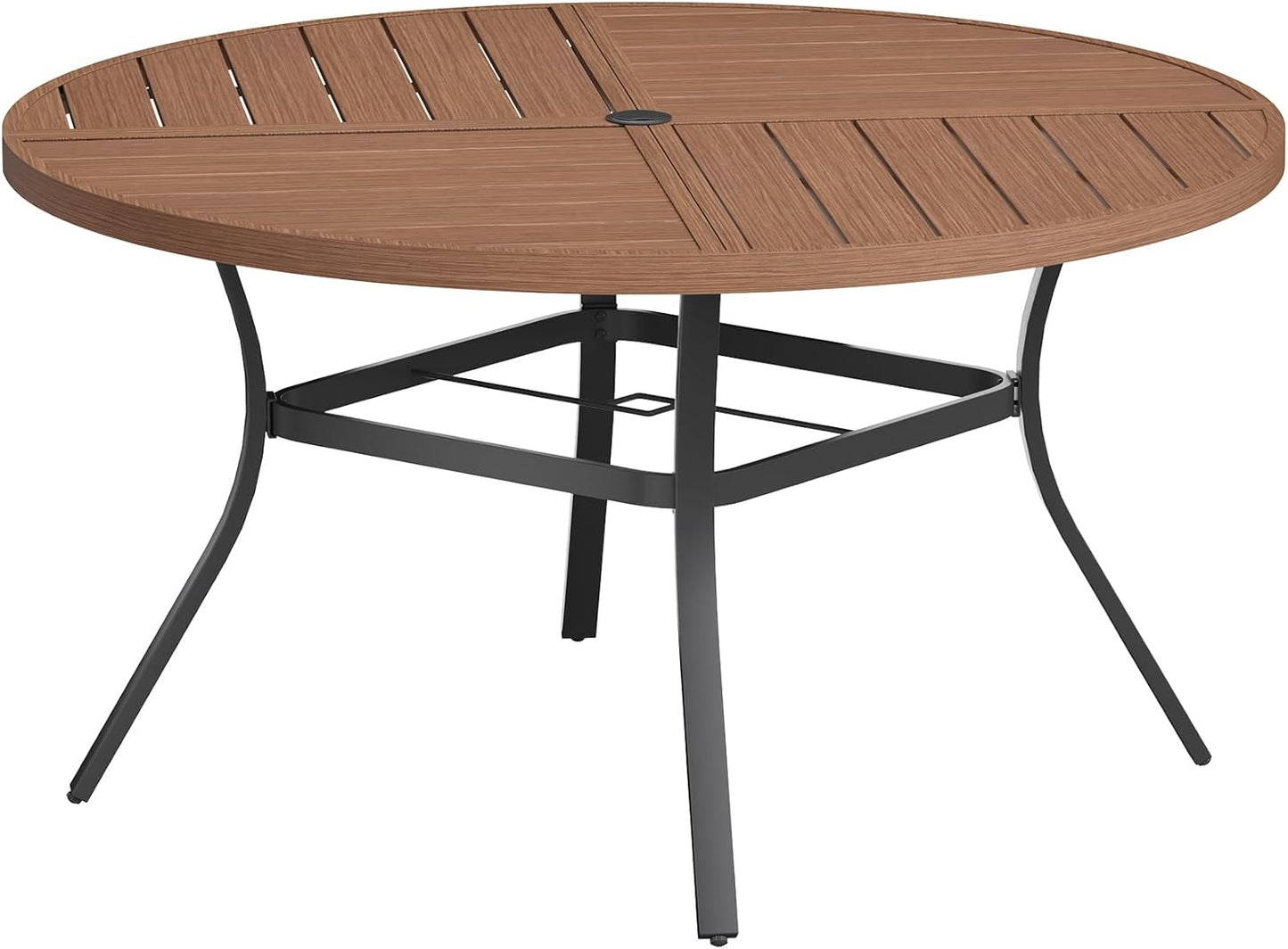 VICLLAX Round Patio Table with Adjustable Umbrella Hole for 8
