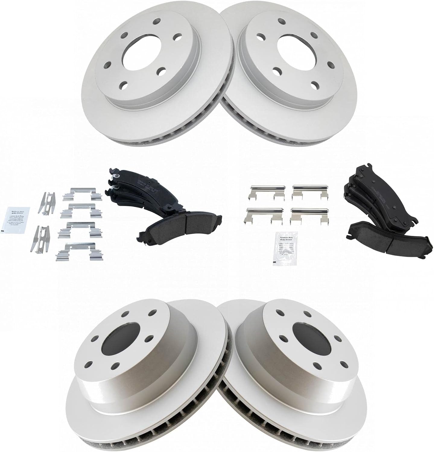 TRQ Front & Rear Ceramic Disc Brake Pads & G-Coated Rotors Kit
