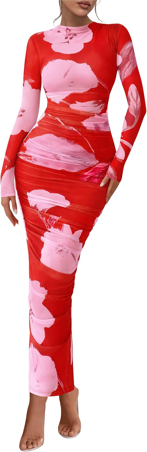 PRETTYGARDEN Women's Long Sleeve Maxi Dress for Fall Events