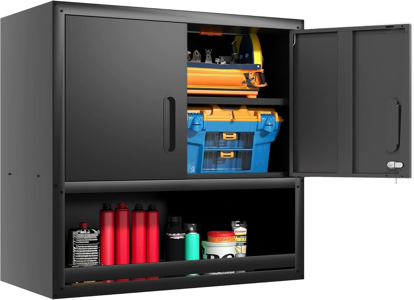 Garage Wall Cabinet with Doors and Shelves for Efficient Storage