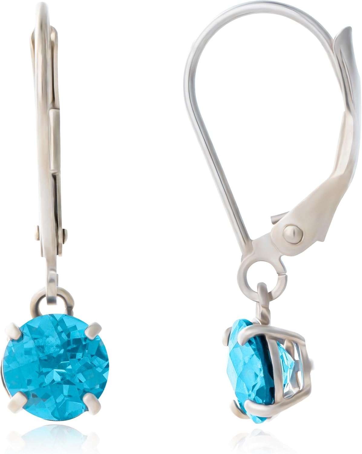 925 Sterling Silver Gemstone Earrings for Women - Blue Topaz Dangle