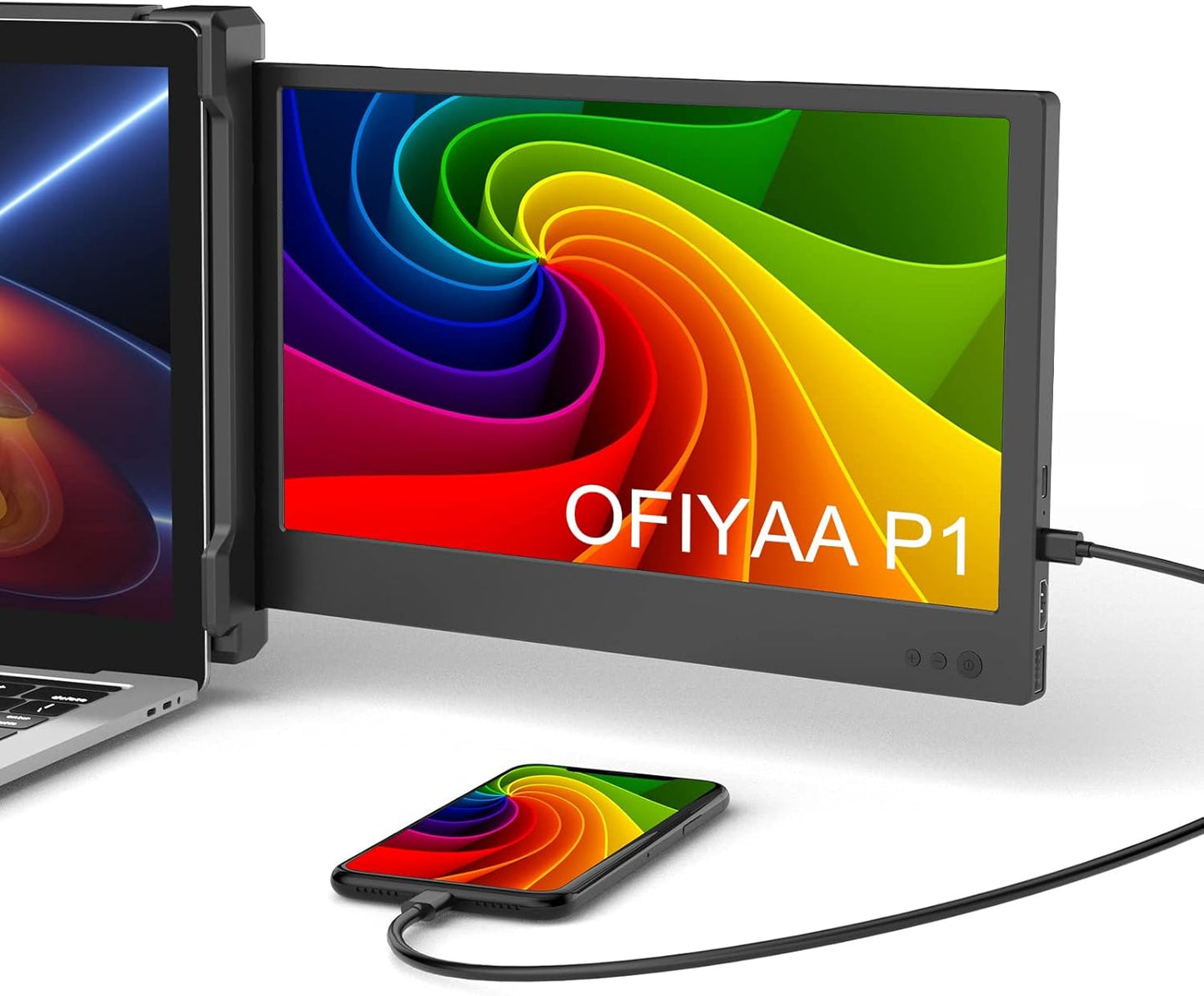 BQAA 12'' Portable FHD IPS Monitor - Seamless Screen Extension