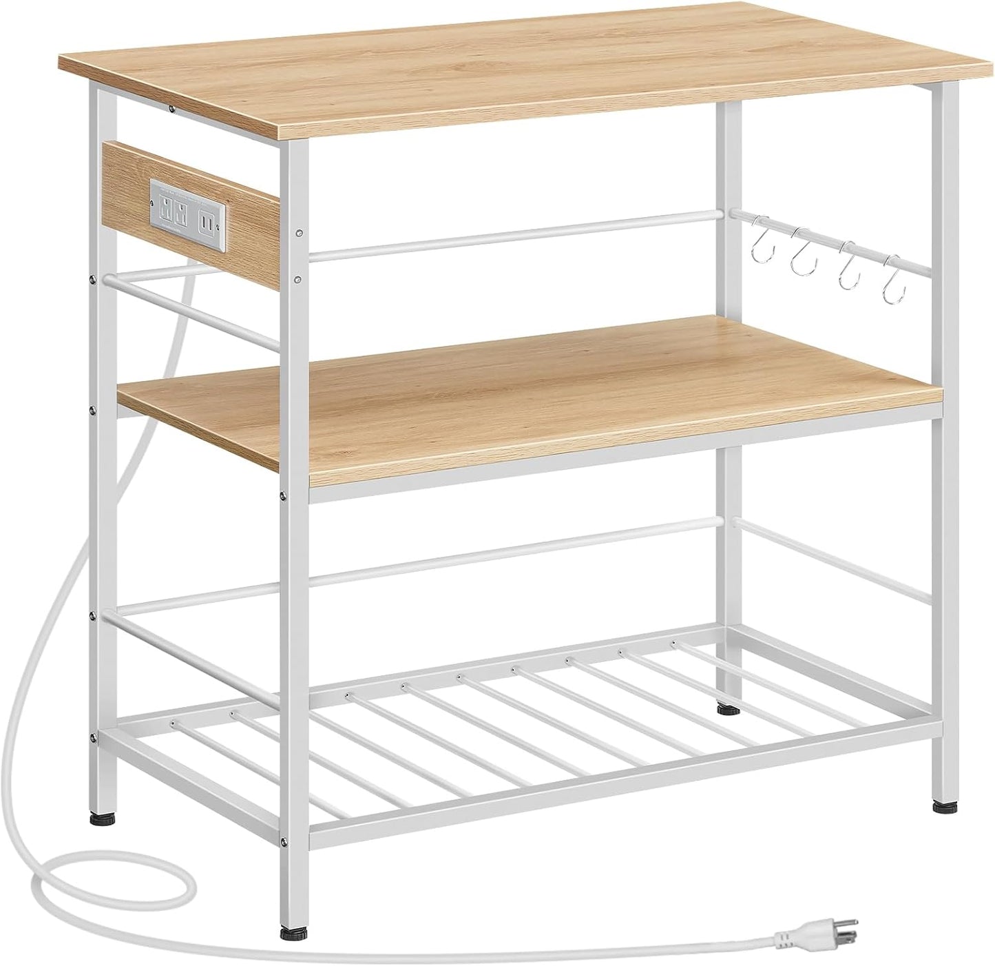HOOBRO Kitchen Island: Storage, Power Outlet, Multi-Use