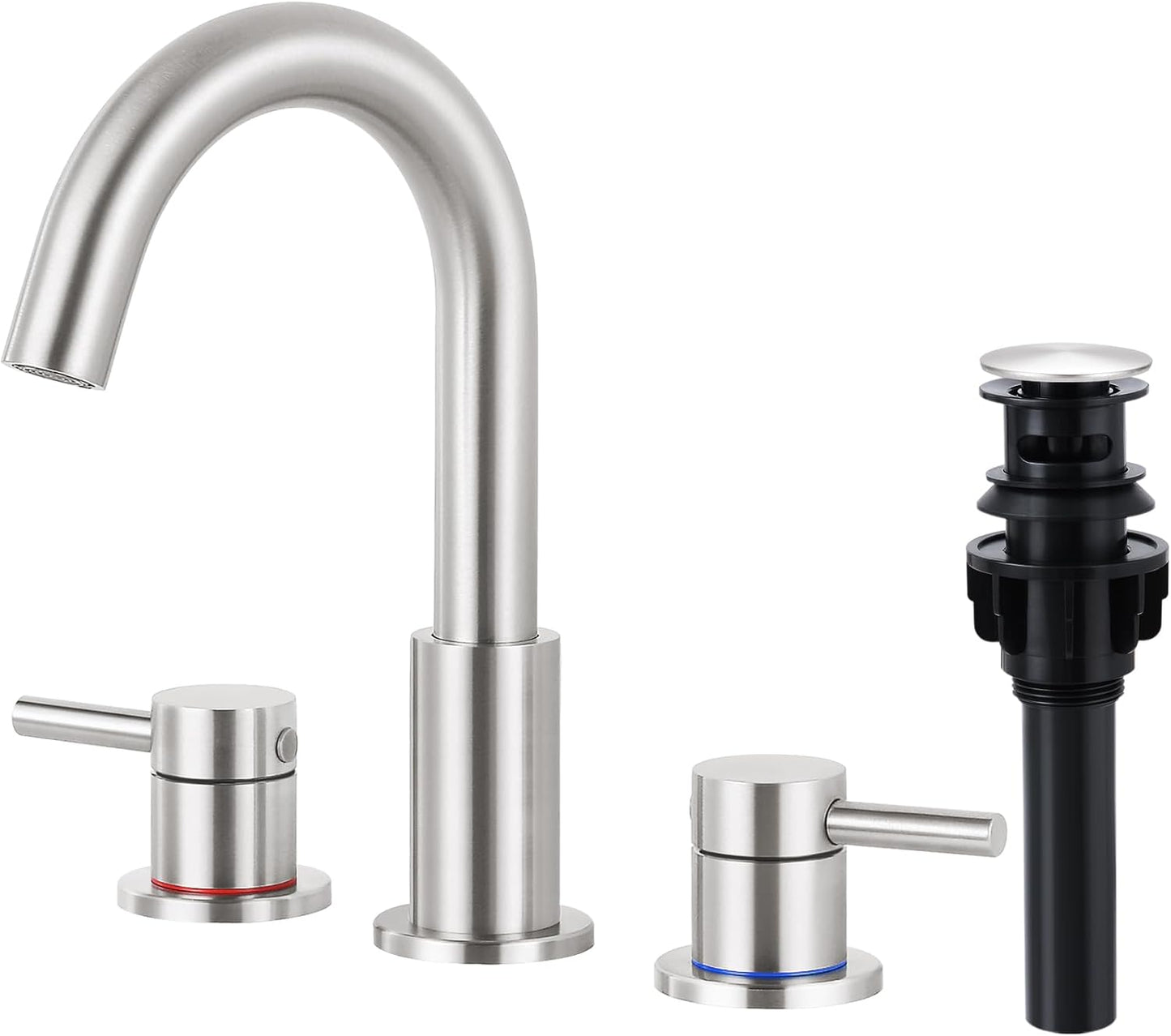 Brushed Nickel Bathroom Faucet 3 Hole for Modern Elegance