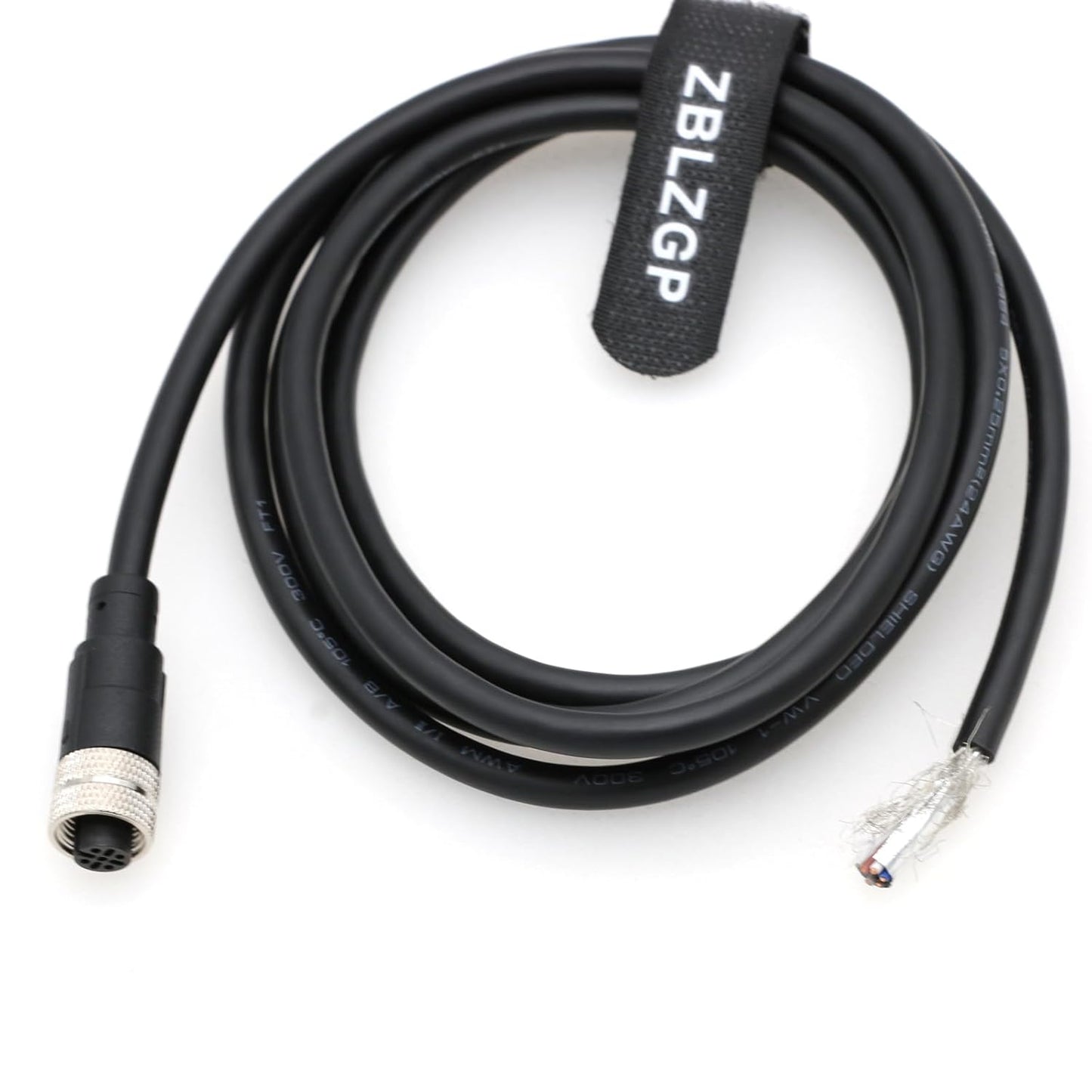M12 A-Code 5-Pole Female to Open End Cable for Industrial Use