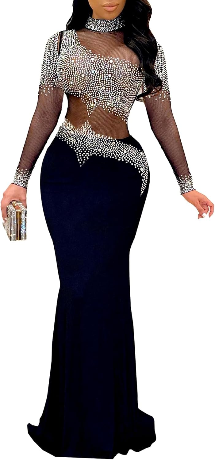 Nagfar Women Rhinestone and Sequin Dress for Parties and Nights Out