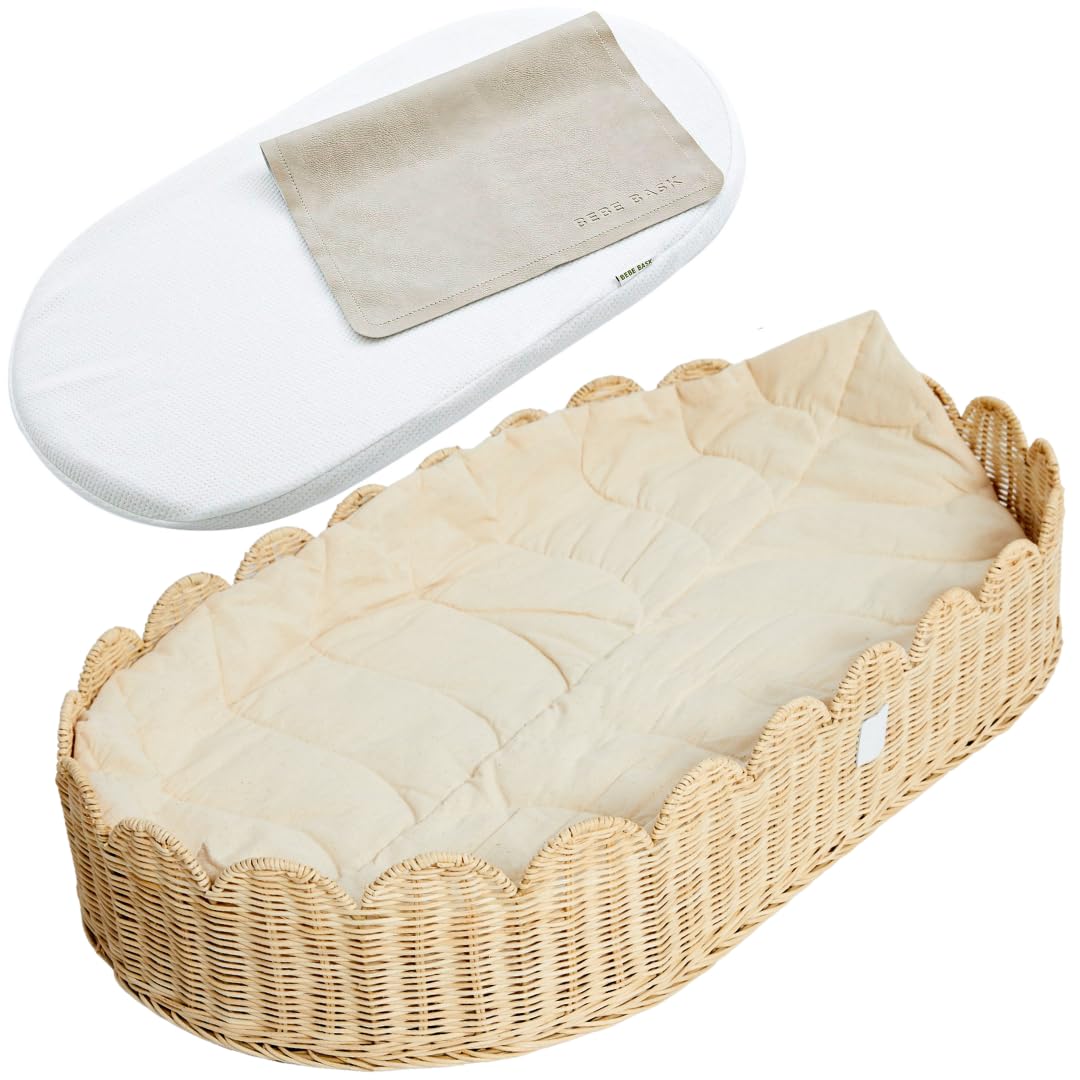 Bebe Bask Premium Baby Changing Basket - Artisan-Crafted Rattan