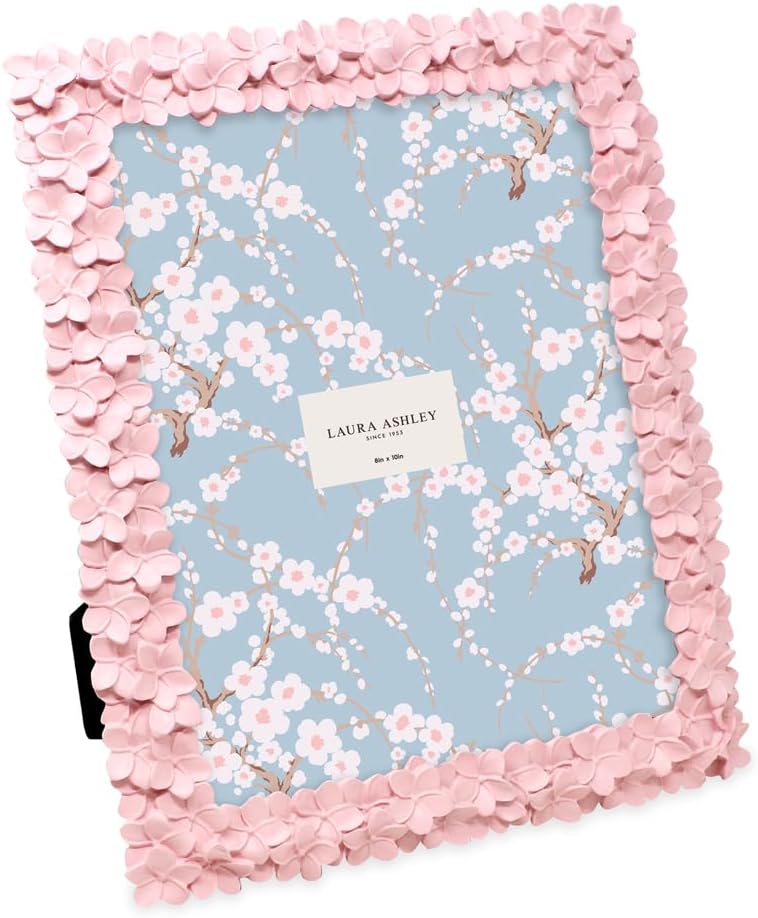 Laura Ashley 8x10 Pink Flower Textured Hand-Crafted Frame