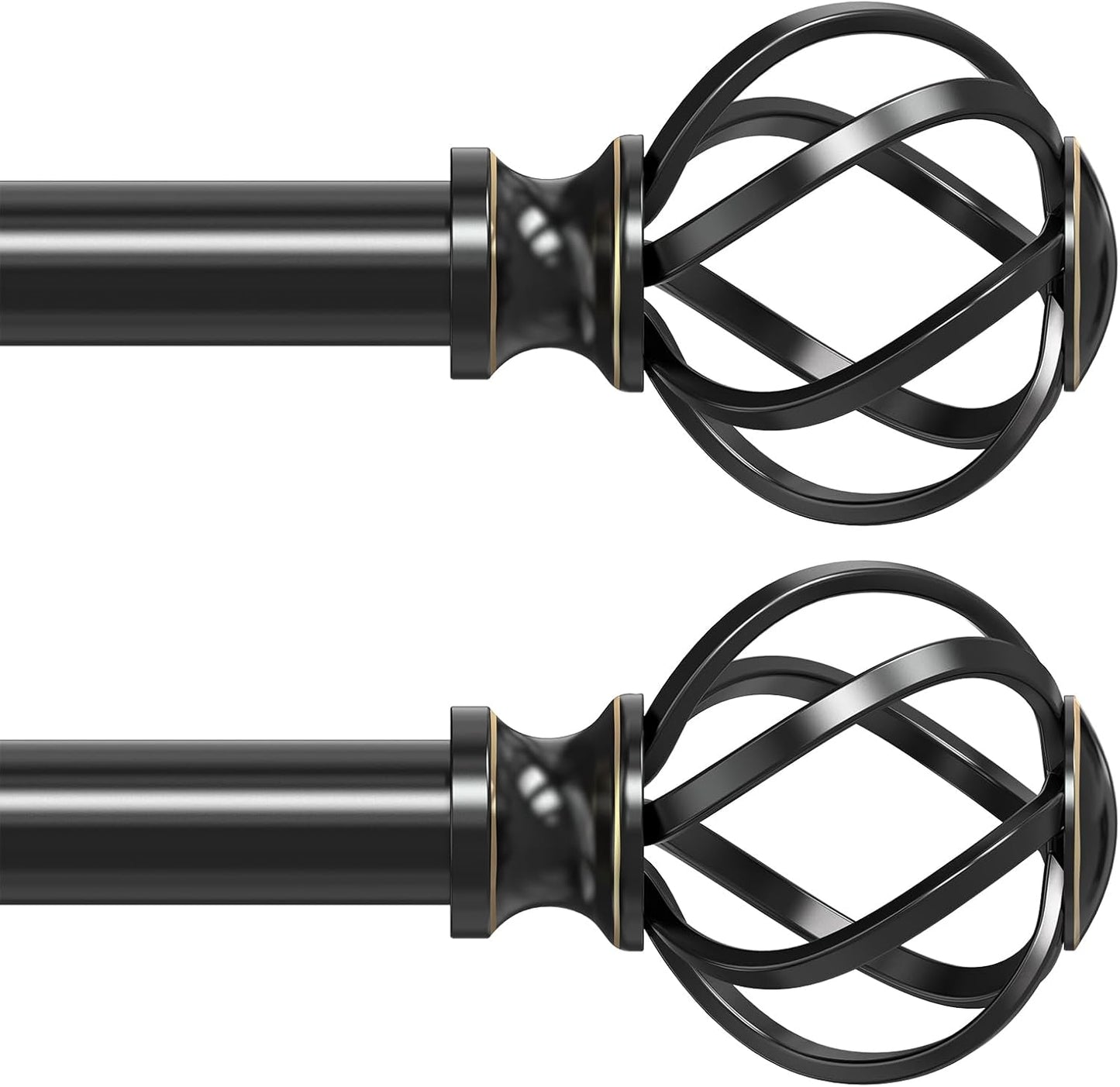 2 Pack Curtain Rods for Windows 18 to 45 Inch with Finials