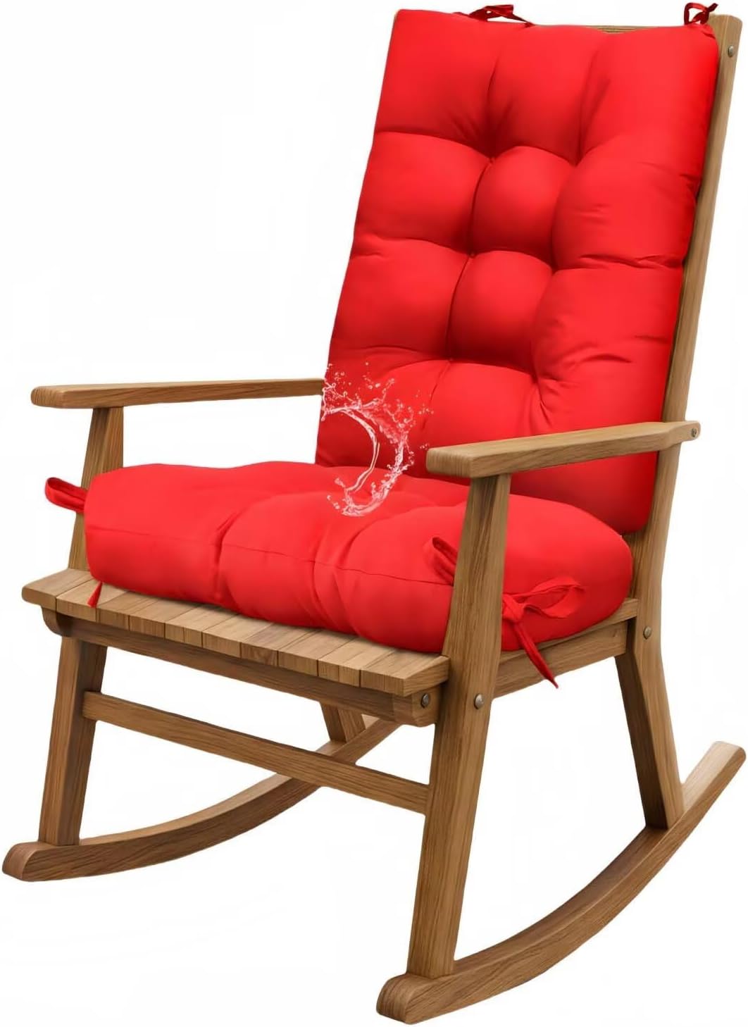 Red Rocking Chair Cushion for Indoor Outdoor Rocker Comfort