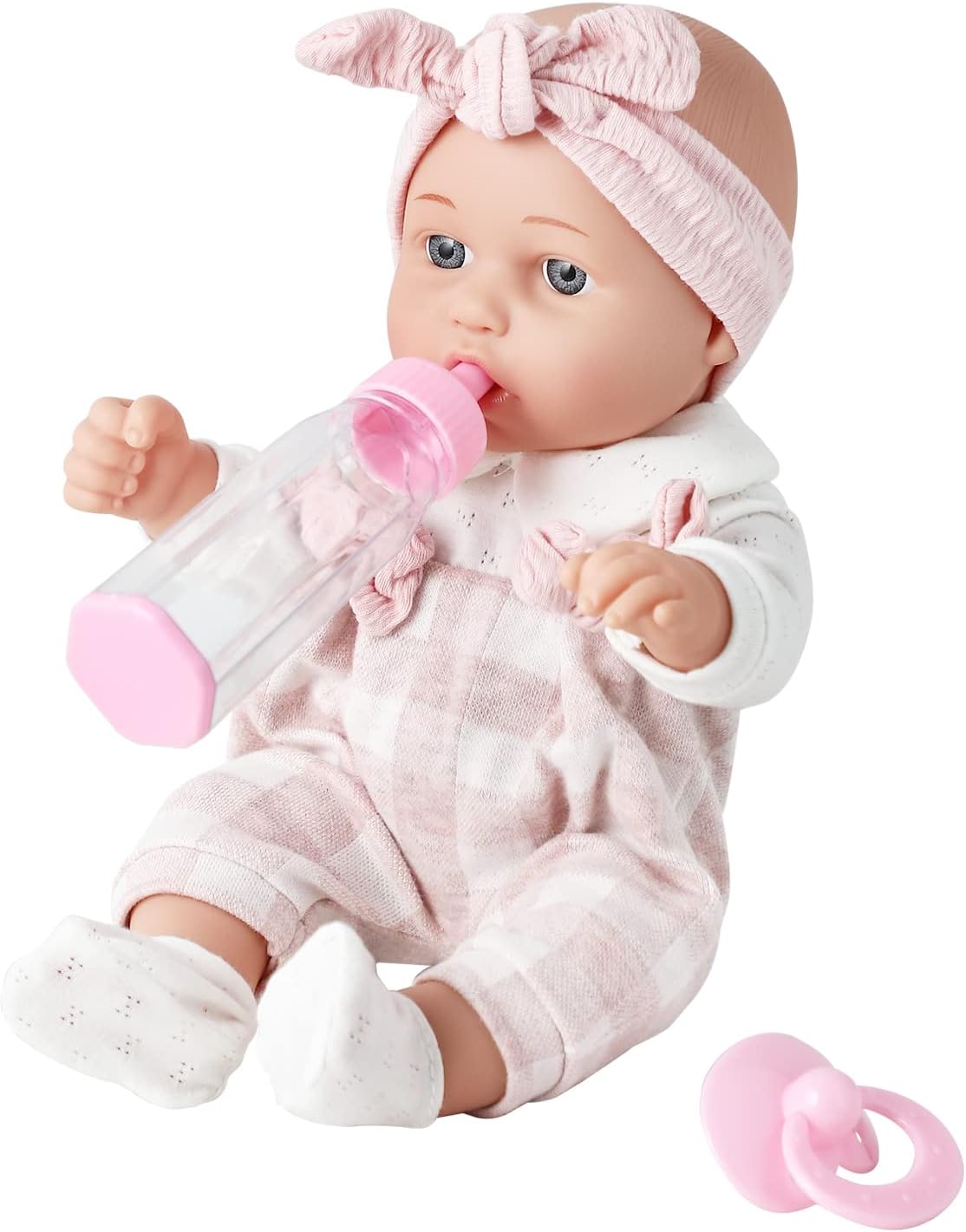12'' Baby Doll Gift Set - Pink Outfit, Blanket, & Feeding Bottle - Ideal for Ages 3+!