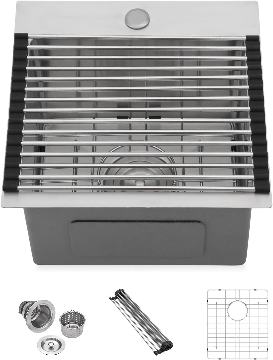 Lordear Stainless Steel Bar Sink 15x15 Inch Drop In Kitchen Sink