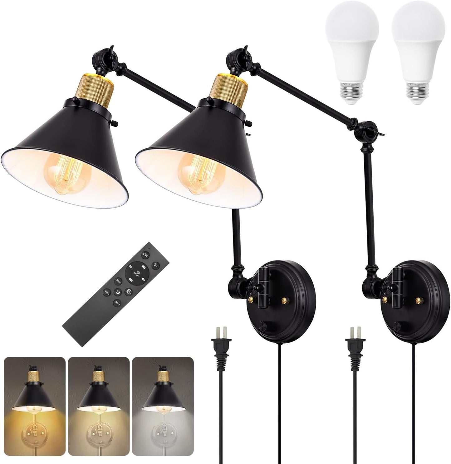Dimmable Wall Sconce with Remote Control and Adjustable Color Temp