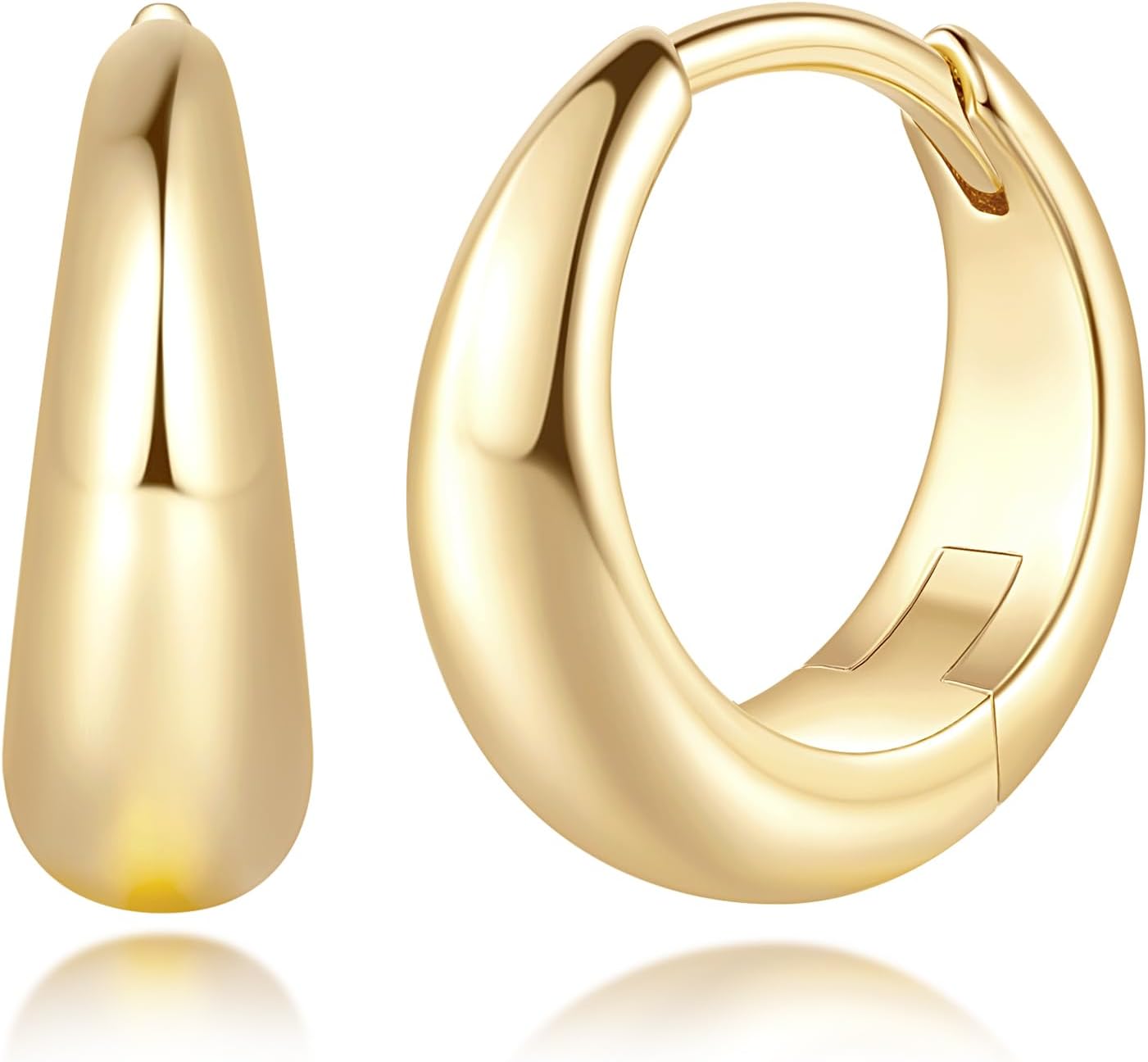 Gold Hoop Earrings for Women - Lightweight 14K Gold Plated Hoops