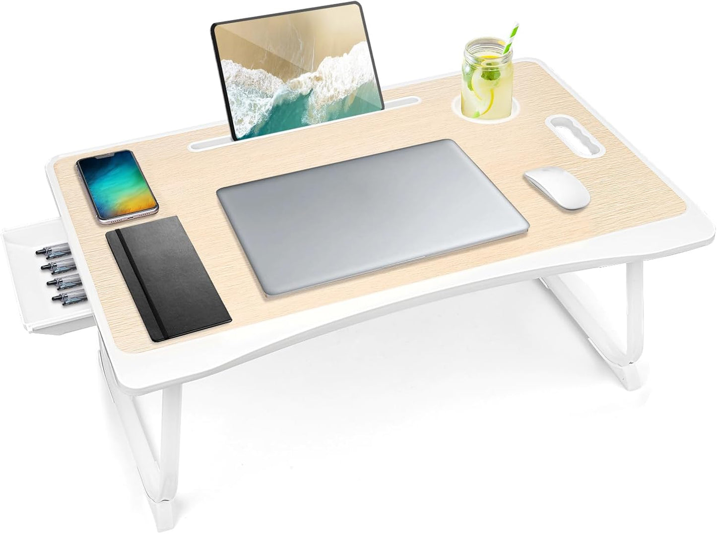 Portable Lap Desk with Storage & Cup Holder