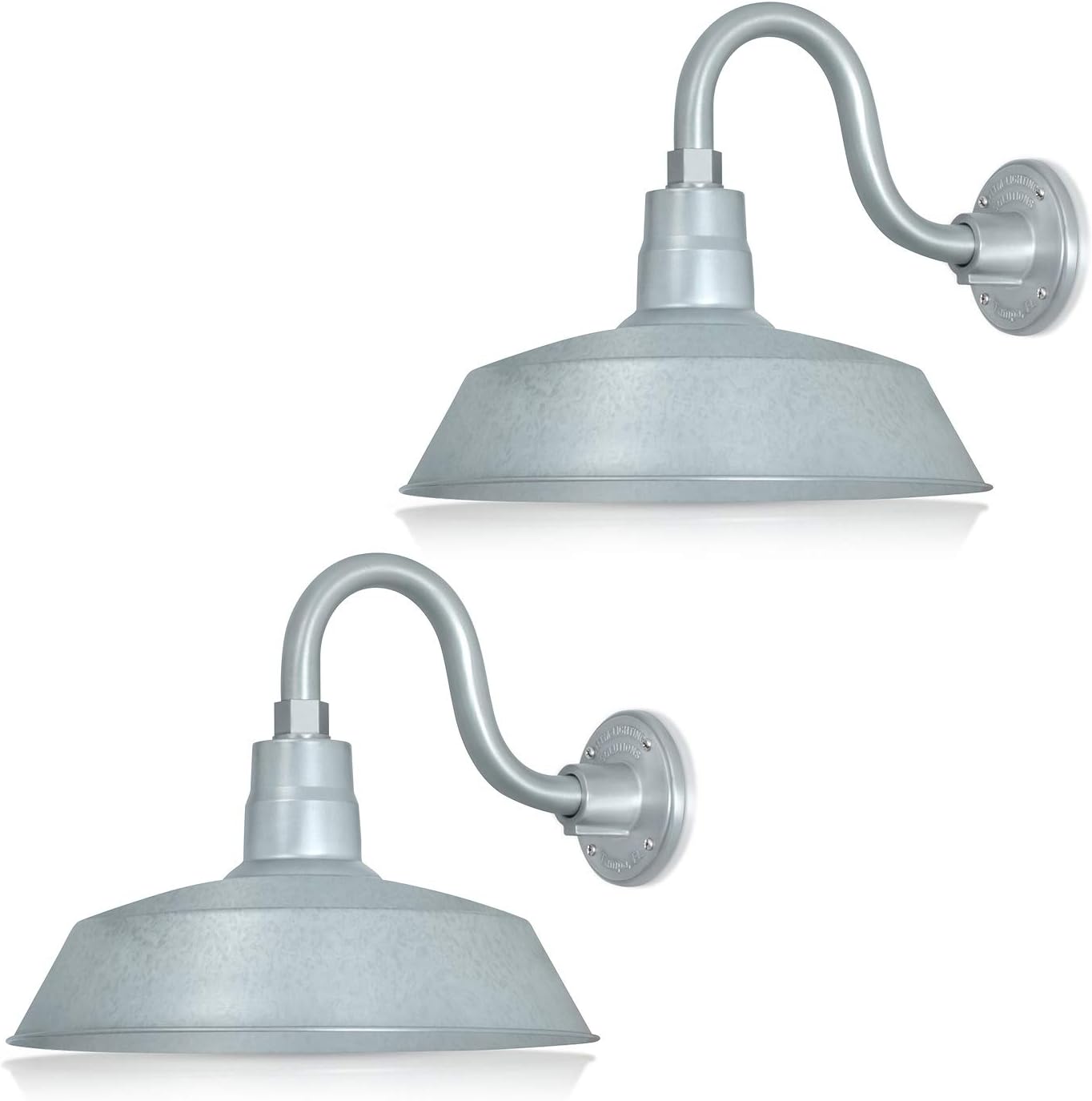14in Galvanized Gooseneck Barn Light Fixture for Outdoor Use