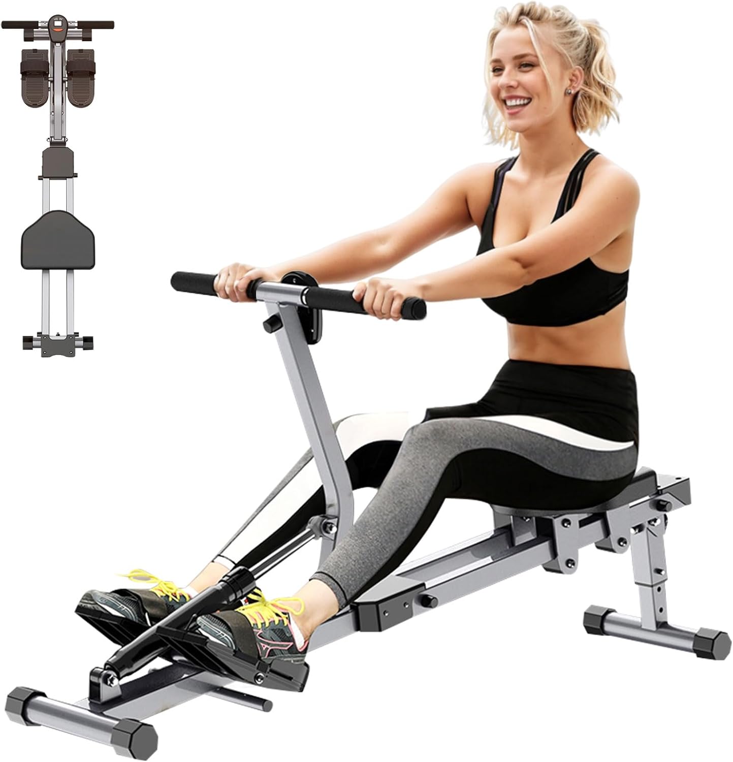 TEMPTIPS Foldable Hydraulic Rowing Machine