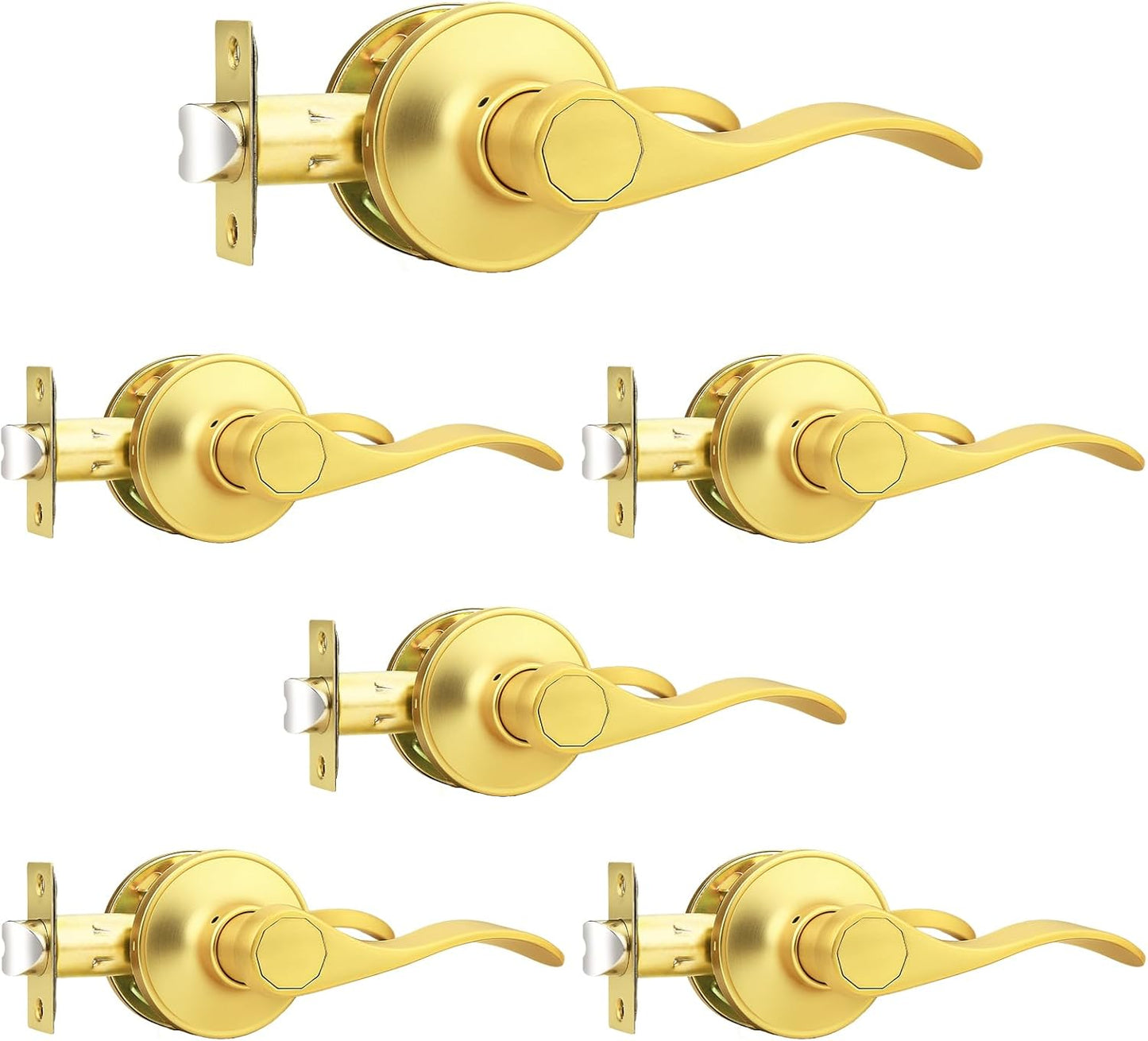 Probrico Gold Door Handle Passage Door Levers for Hallway Use