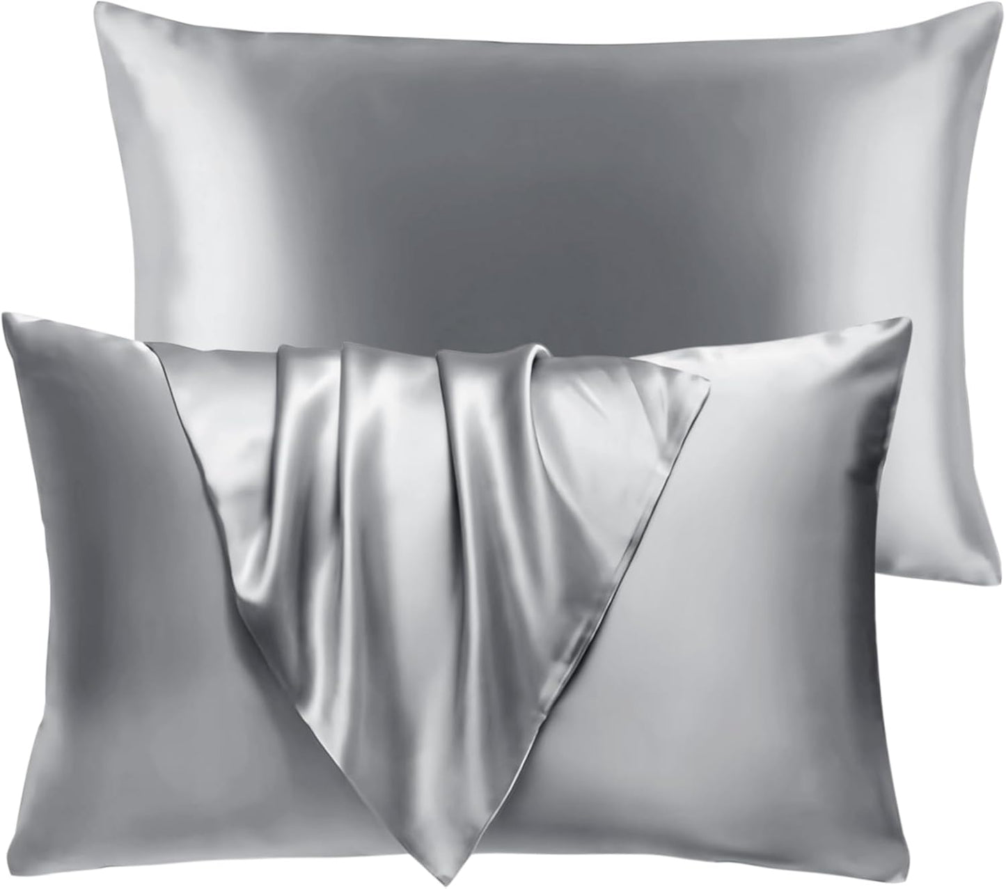 BHZ Satin Goose Down Feather Pillows Set of 2 with Pillowcases