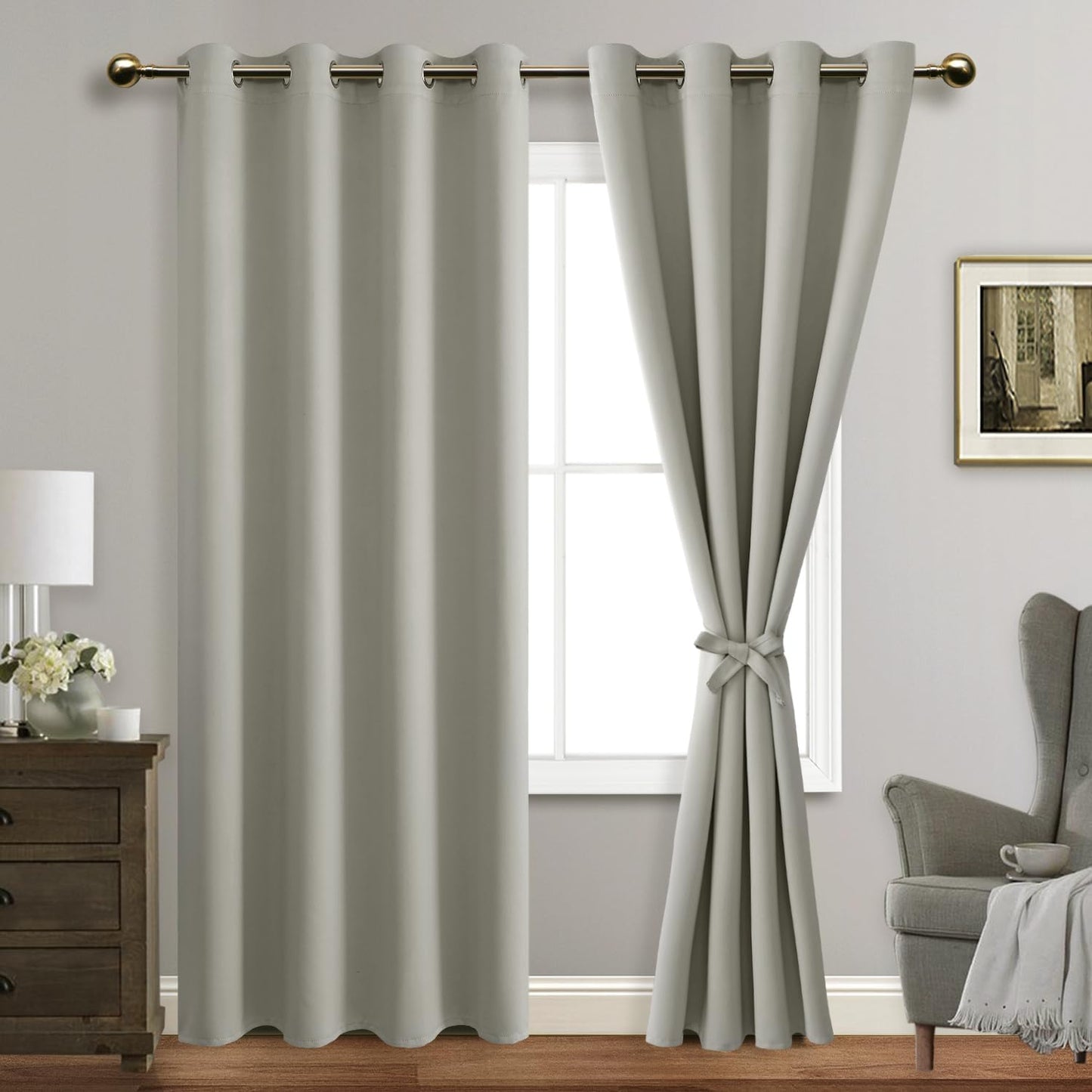 JIUZHEN Silver Grey Blackout Curtains for Bedroom and Living Room