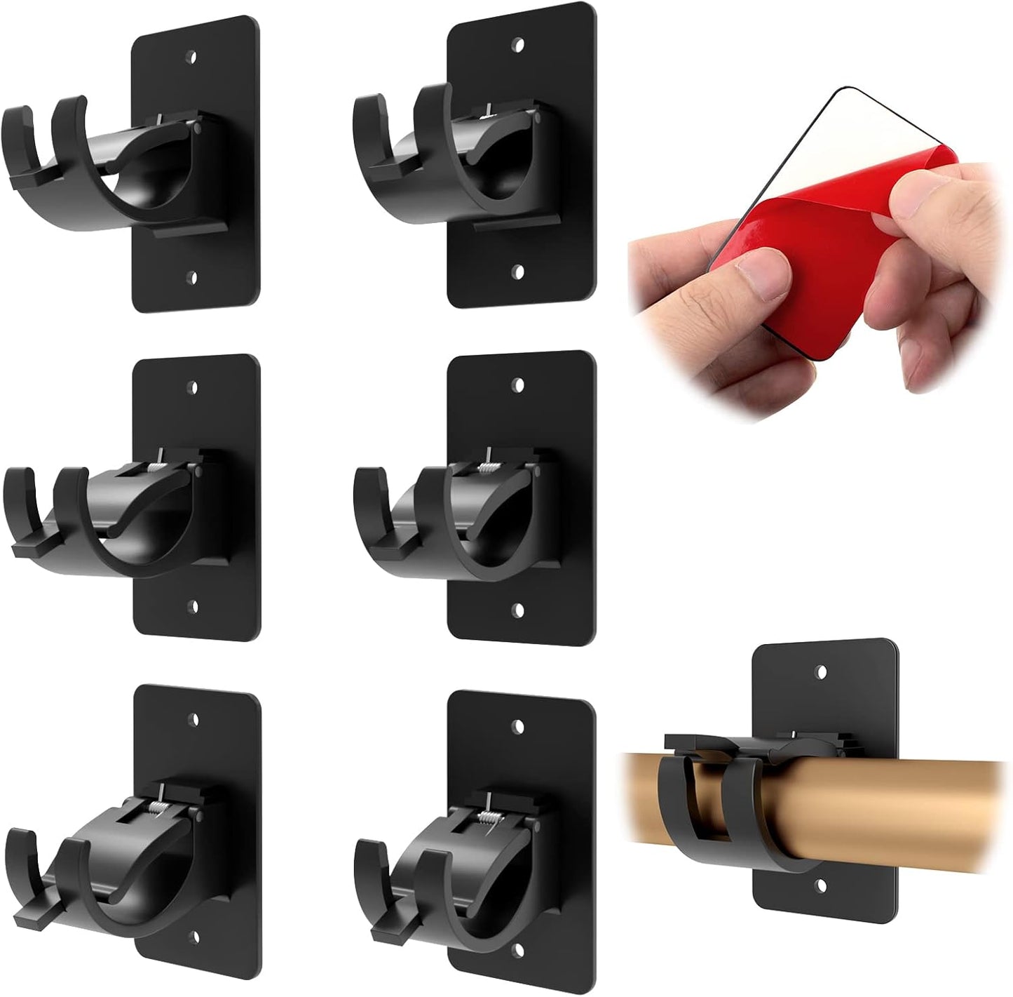 Universal Adhesive Curtain Rod Bracket Set