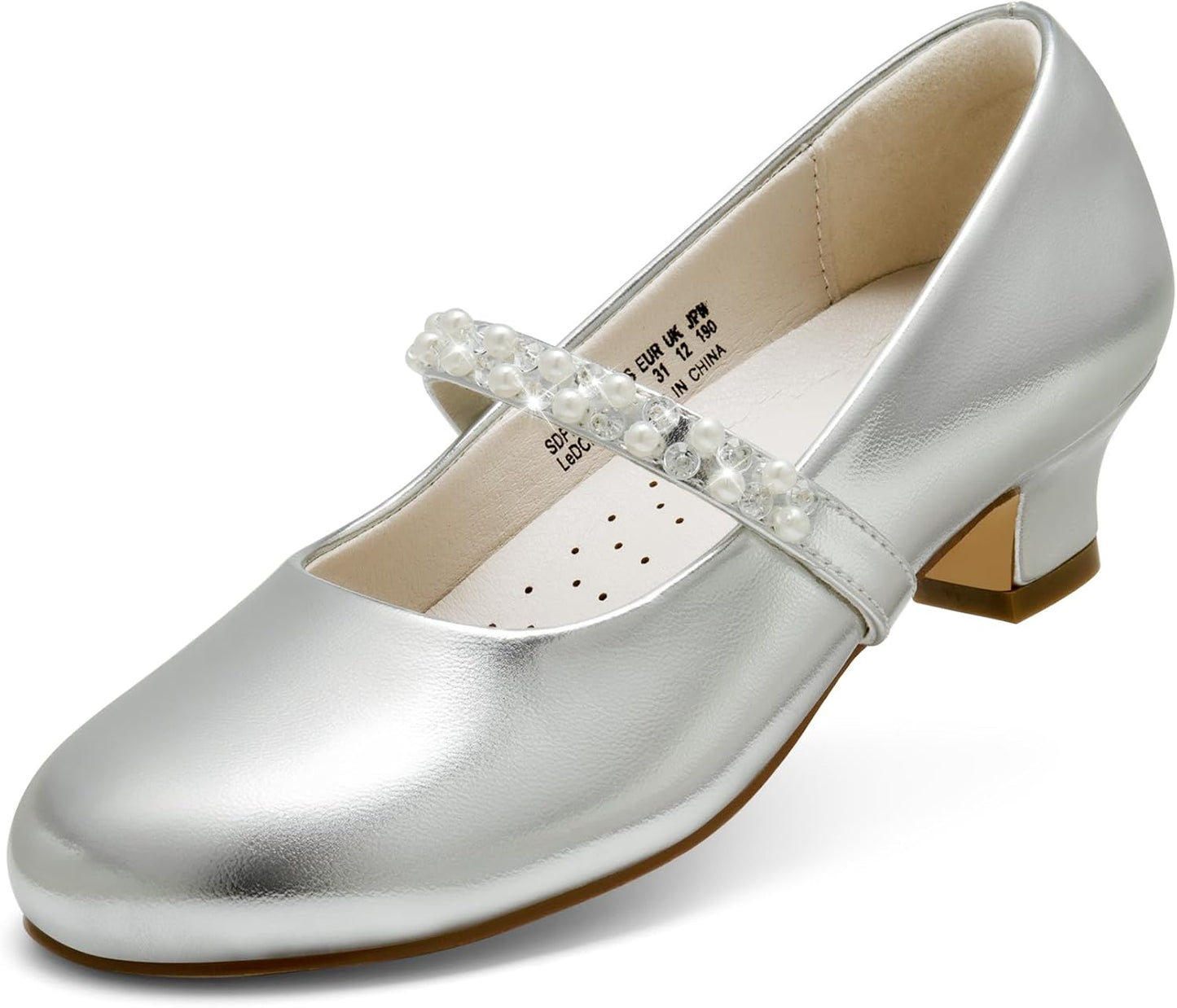 DREAM PAIRS Girls Dress Shoes with Pearl Rhinestones for Events