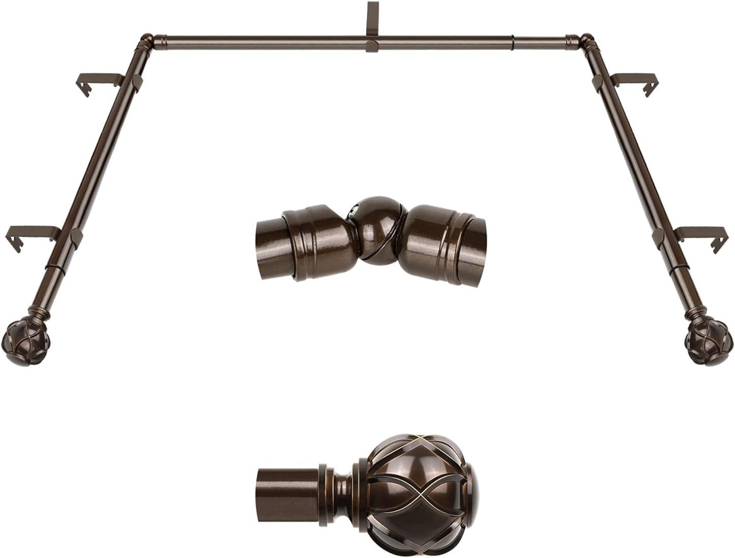 Bay Window Curtain Rod Set by KAMANINA - Easy Installation
